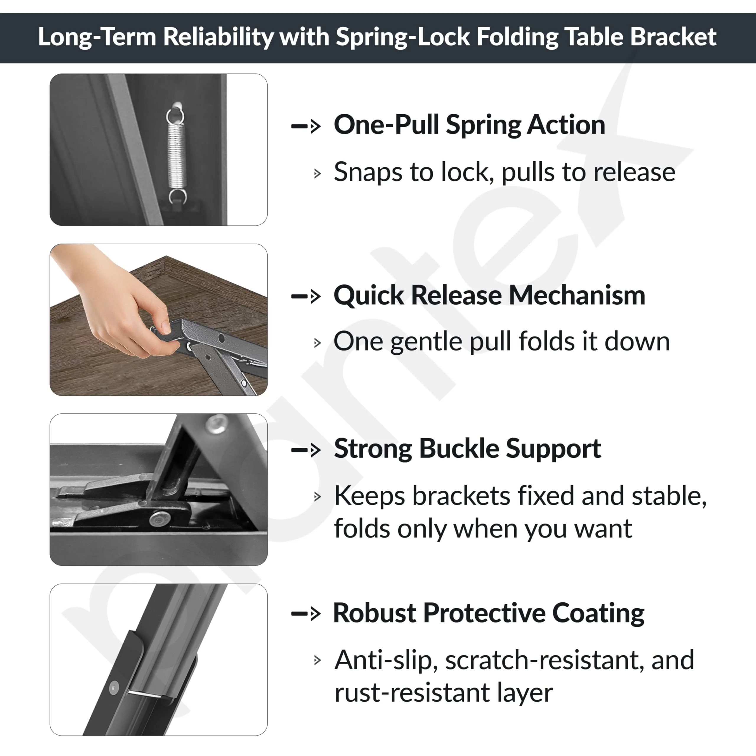 Plantex Heavy Duty 24 Inch Foldable Table Bracket/GI Steel Multipurpose Shelf Bracket/Space Saving Wall Bracket/Folding Bracket for Home & Office - Pair of 1 (Grey) - Image 4