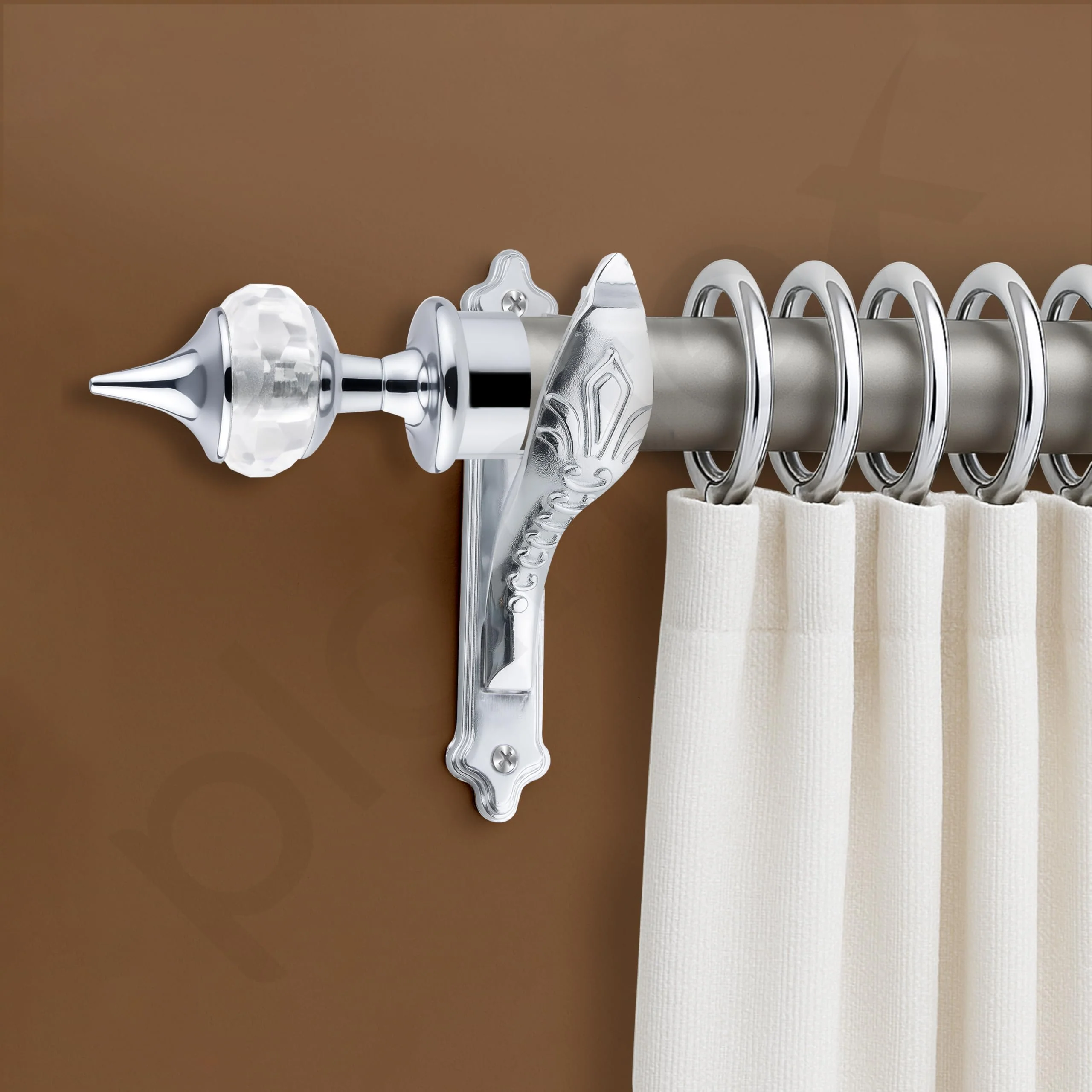 Plantex Heavy Duty Aluminium Diamond Curtain Holder/Curtain Brackets/Curtains Rod Holder with Support 1 Inch Rod (Chrome - 1 Pair) - Image 6