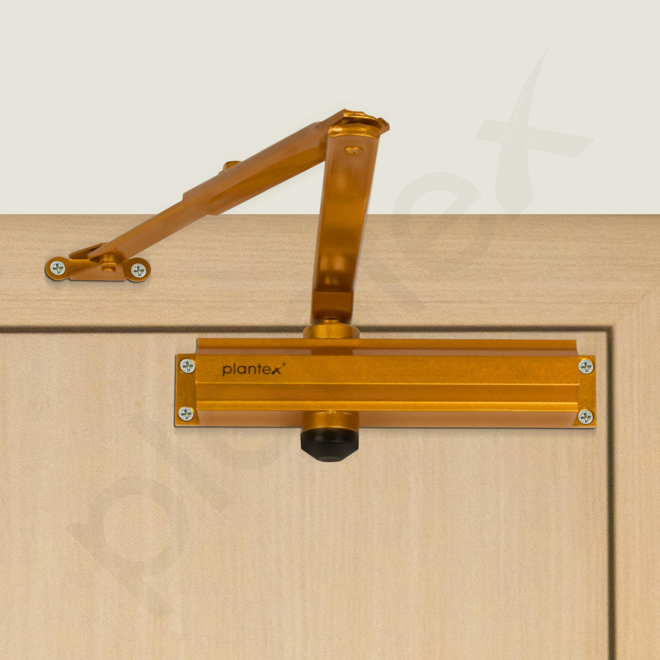 Plantex Heavy Duty Door Closer - Aluminium for Wooden Door/75kg Hydraulic - Home/Office/Hotel - 180 Degree Opening (ISO 9001 Certified) - Golden - Image 2