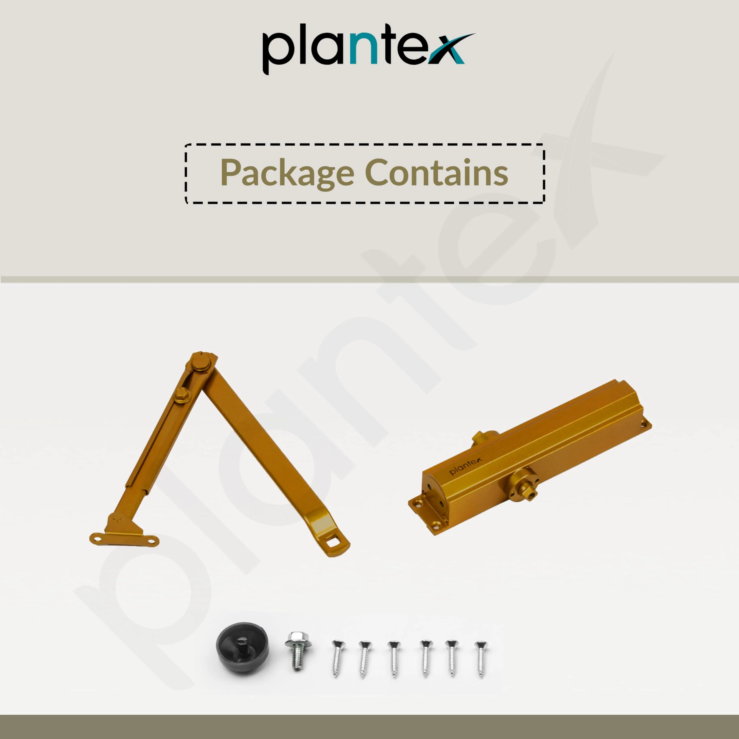 Plantex Heavy Duty Door Closer - Aluminium for Wooden Door/75kg Hydraulic - Home/Office/Hotel - 180 Degree Opening (ISO 9001 Certified) - Golden - Image 5