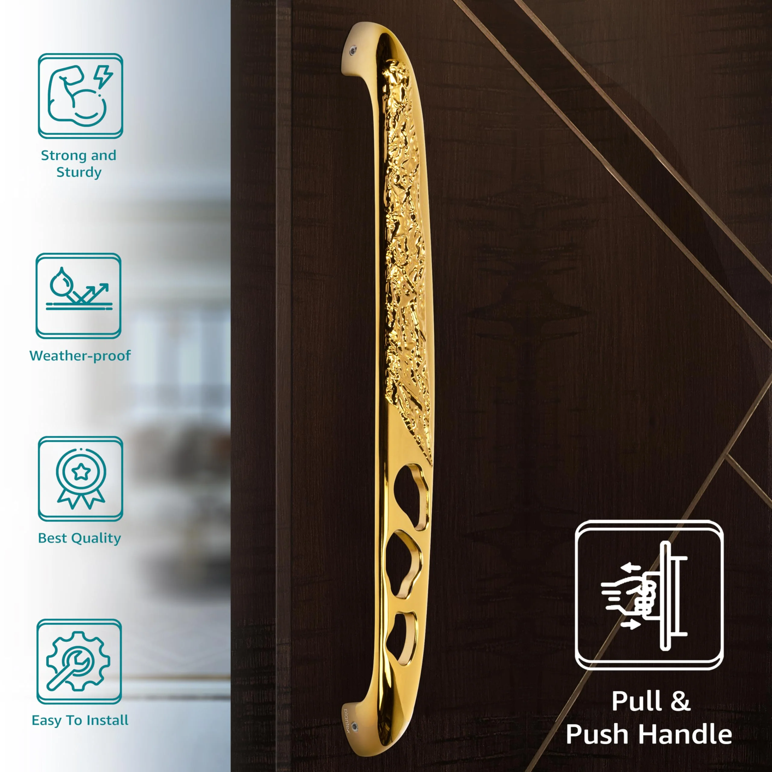 Plantex Heavy Duty Door Handle/13-inches Main Door Handle/Pull Push Door Handle/Door & Home Decor - Pack of 1 (311-PVD Gold Finish) - 3 Years Warranty - Image 3