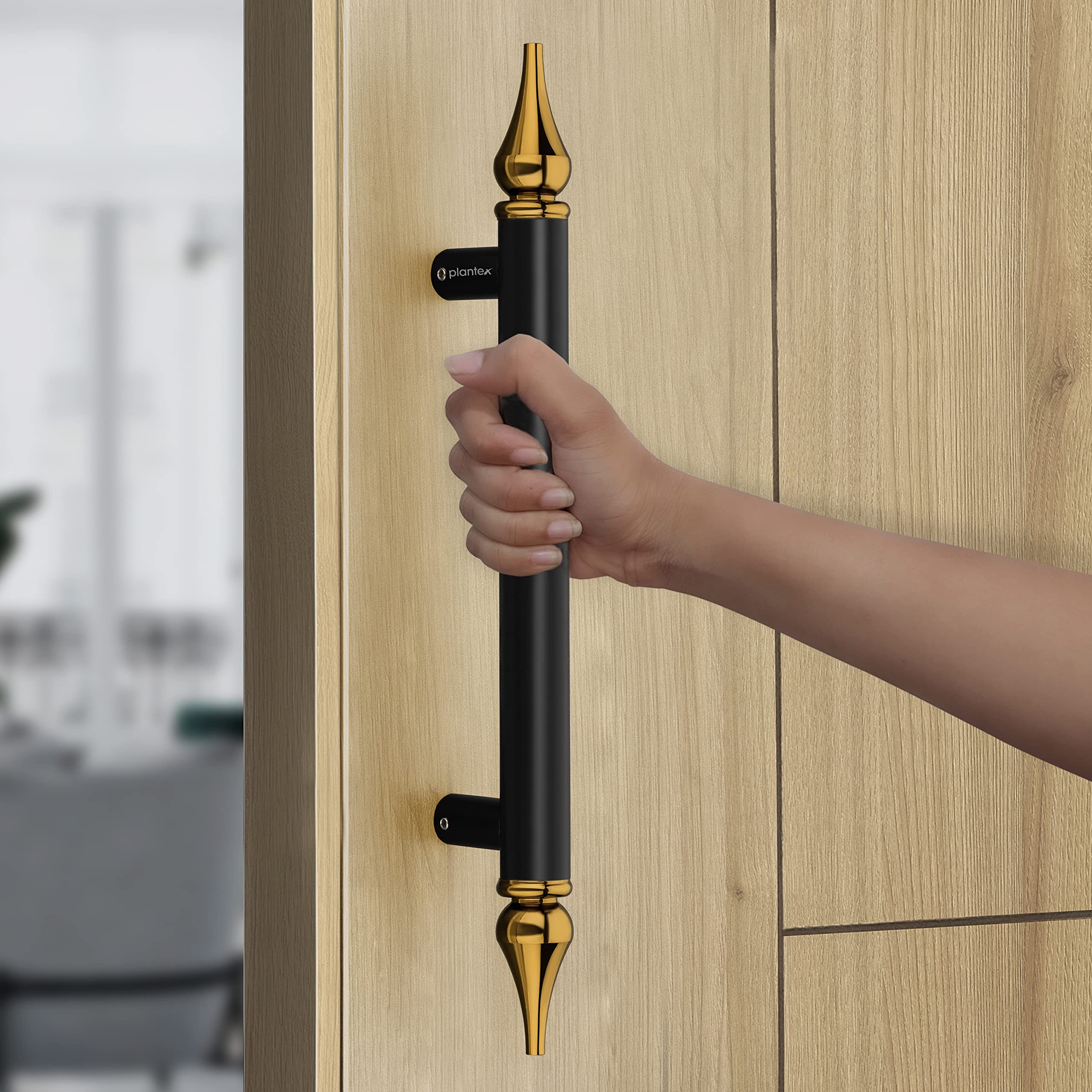 Plantex Heavy Duty Door Handle/14 Inch Main Door Handle/Pull-Push Door Handle/Door & Home Decor - Pack of 1 (Black and Gold) - 3 Years Warranty, Pull Handle - Image 7