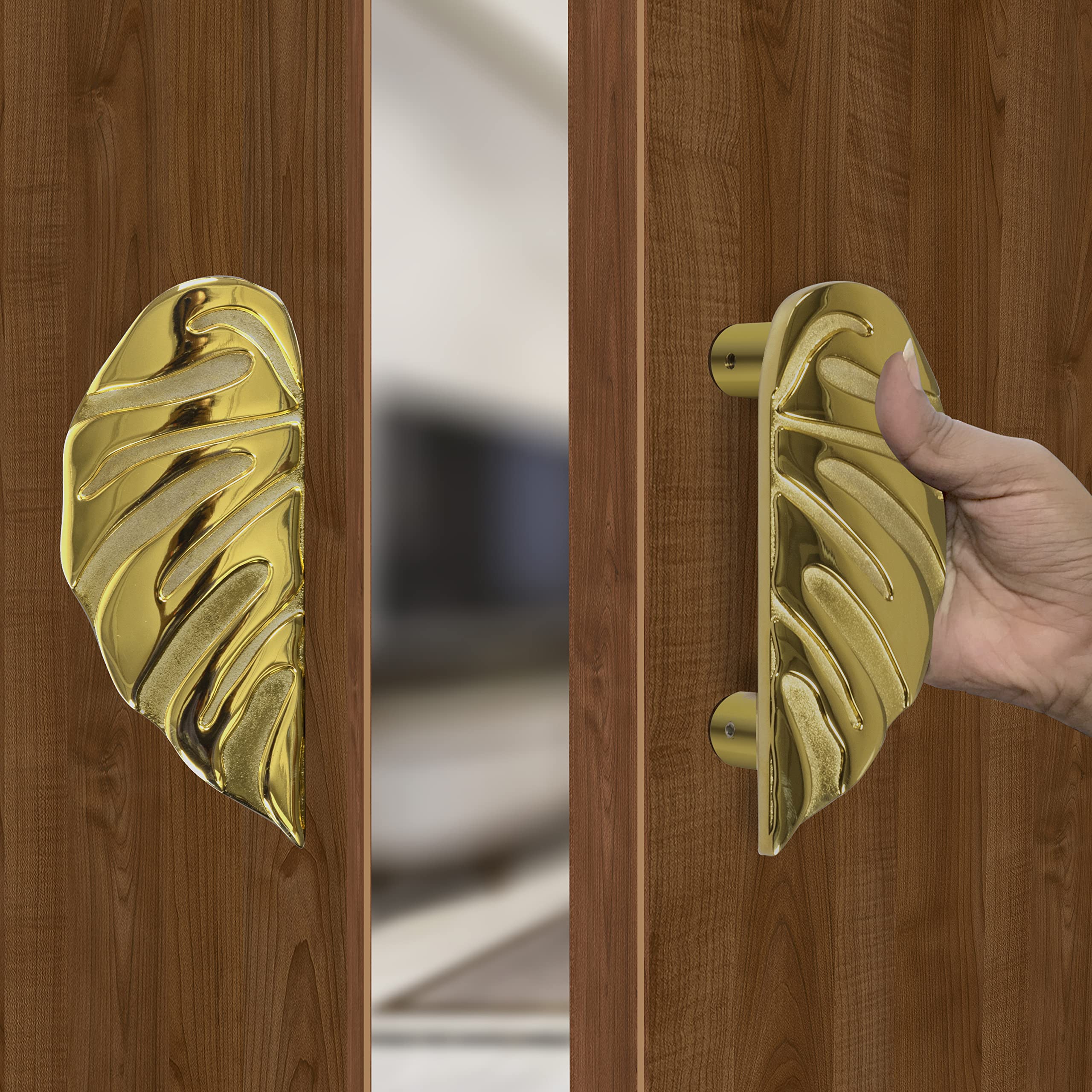 Plantex Heavy Duty Door Handle/6-inches Leaf Shape Main Door Handle/Pull Push Door Handle/Door & Home Decor (295-Golden Finish) - 3 Years Warranty - Image 4