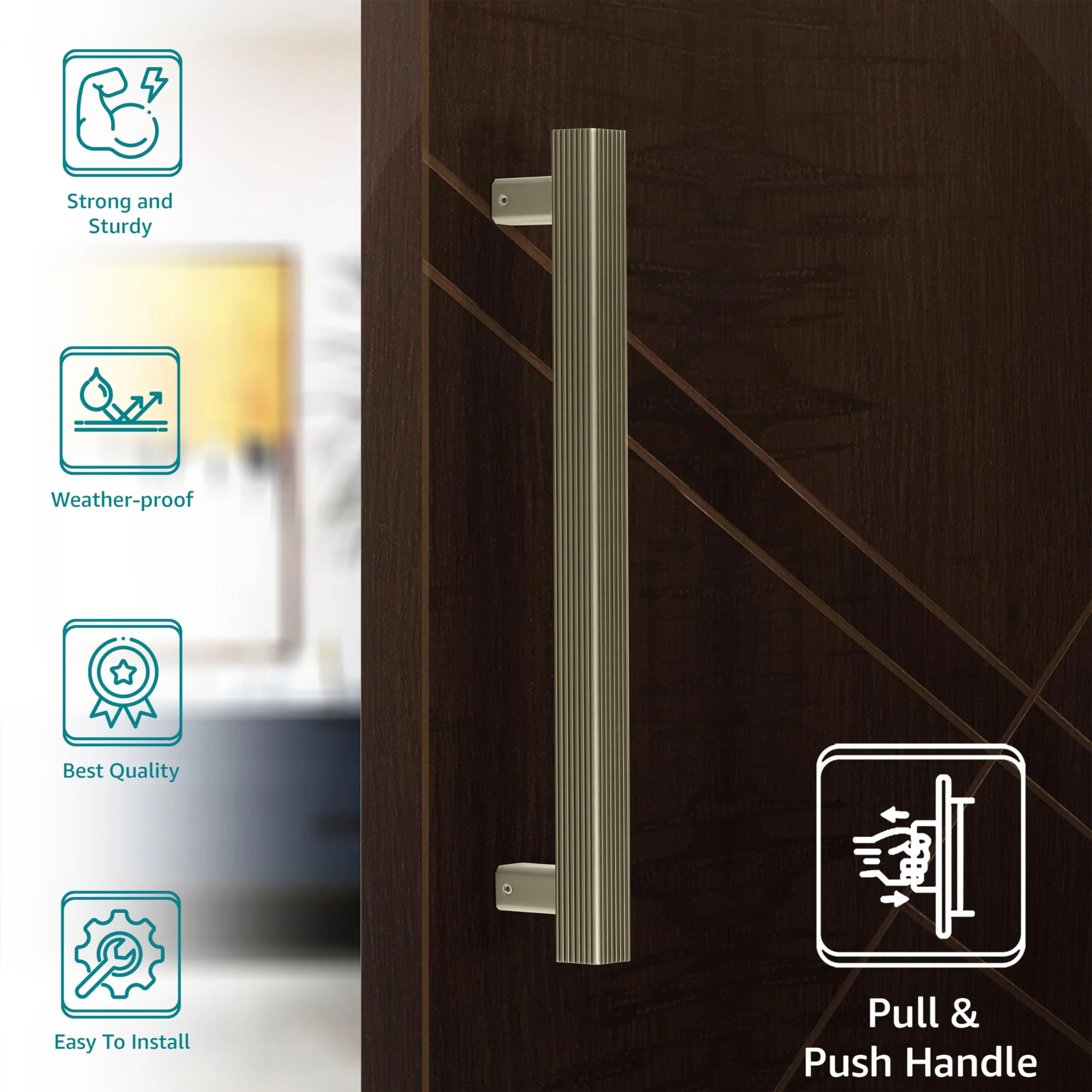 Plantex Heavy Duty Door Handle/Door & Home Decor/14-inches Main Door Handle/Door Pull Push Handle - Pack of 1 (236-Satin Grey Finish) - 3 Years Warranty - Image 2