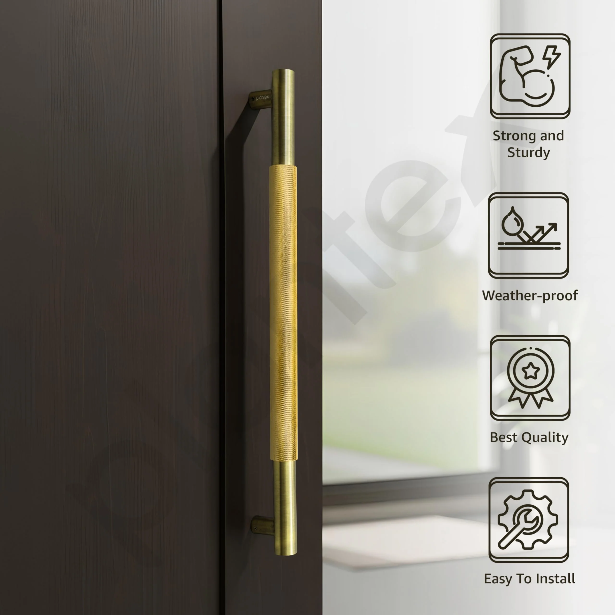 Plantex Heavy Duty Door Handle/Door & Home Decor/24 inch Main Door Handle/Door Pull-Push Handle - Pack of 1 (Brass Antique & Gold) - Image 3
