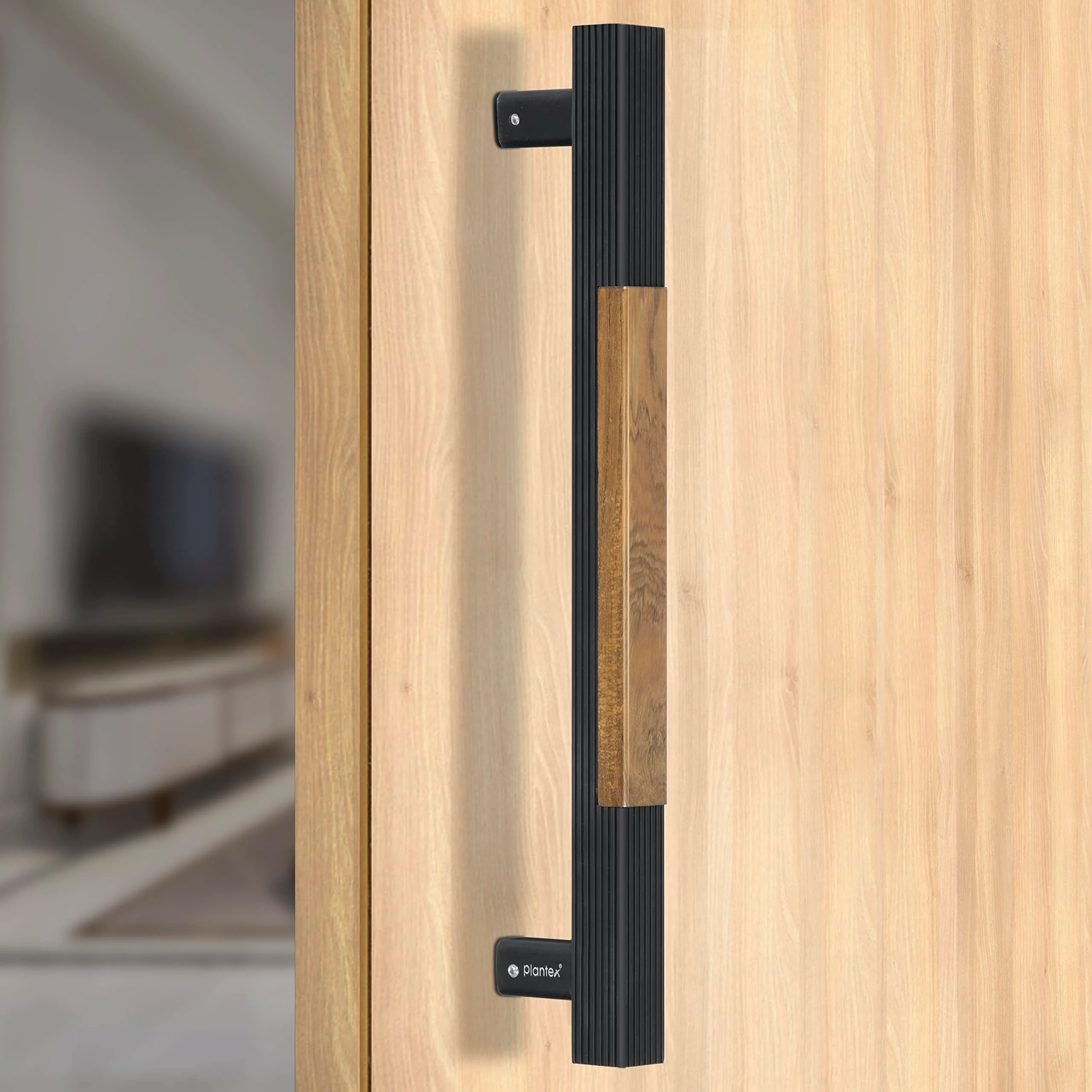 Plantex Heavy Duty Door Handle for Main Door/14 inch Main Door Handle/Pull Push Handle for Home/Hotel/Office Door - Pack of 1 (Black & Wood Finish) - 3 Years Warranty - Image 7