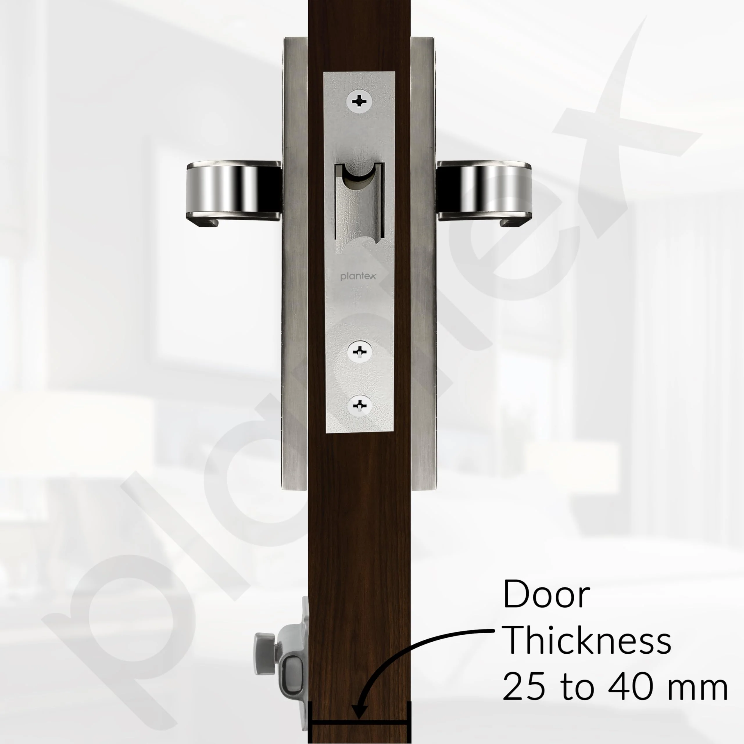 Plantex Heavy Duty Door Lock – Bathroom Door Lock/Mortise 8inch Keyless Plate Handle Set for Home/Bathroom/Store Room/Balcony/Office with Baby Latch (8068, Steel Satin and Chrome) - Image 5