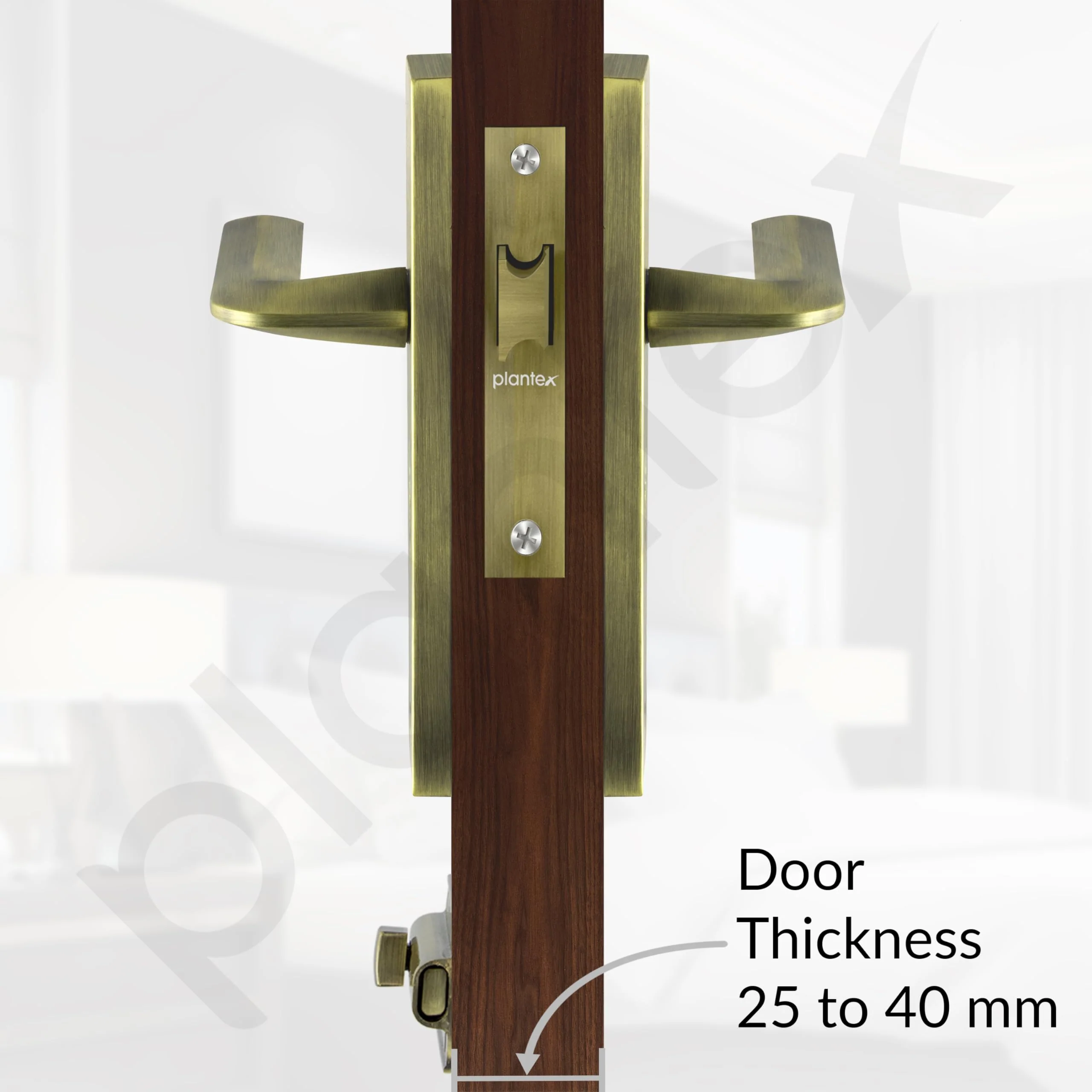 Plantex Heavy Duty Door Lock – Bathroom Door Lock/Mortise 8inch Keyless Plate Handle Set for Home/Bathroom/Store Room/Balcony/Office with Baby Latch (8105, Brass Antique) - Image 5