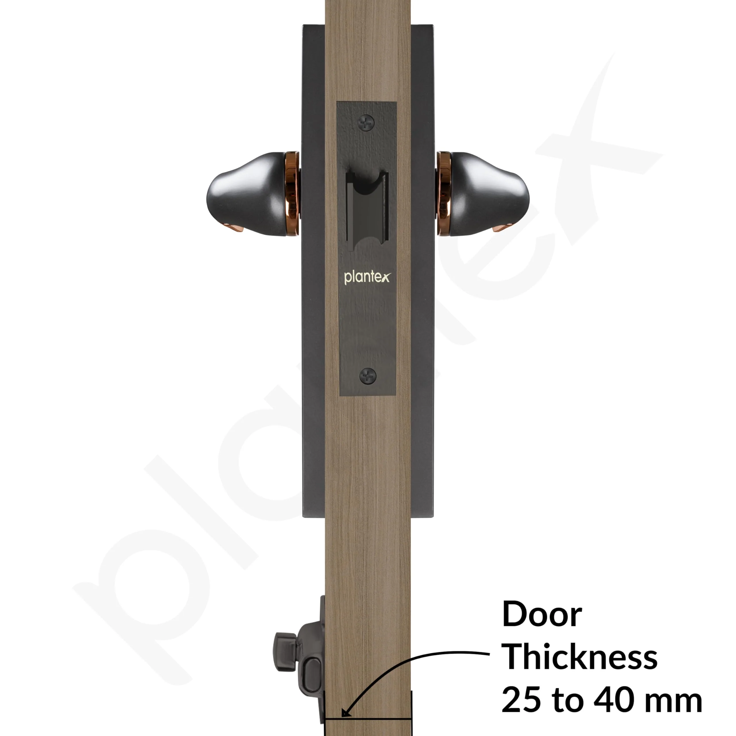 Plantex Heavy Duty Door Lock – Bathroom Door Lock/Mortise 8inch Keyless Plate Handle Set for Home/Bathroom/Store Room/Balcony/Office with Baby Latch (8121, Grey & PVD Choco) - Image 5