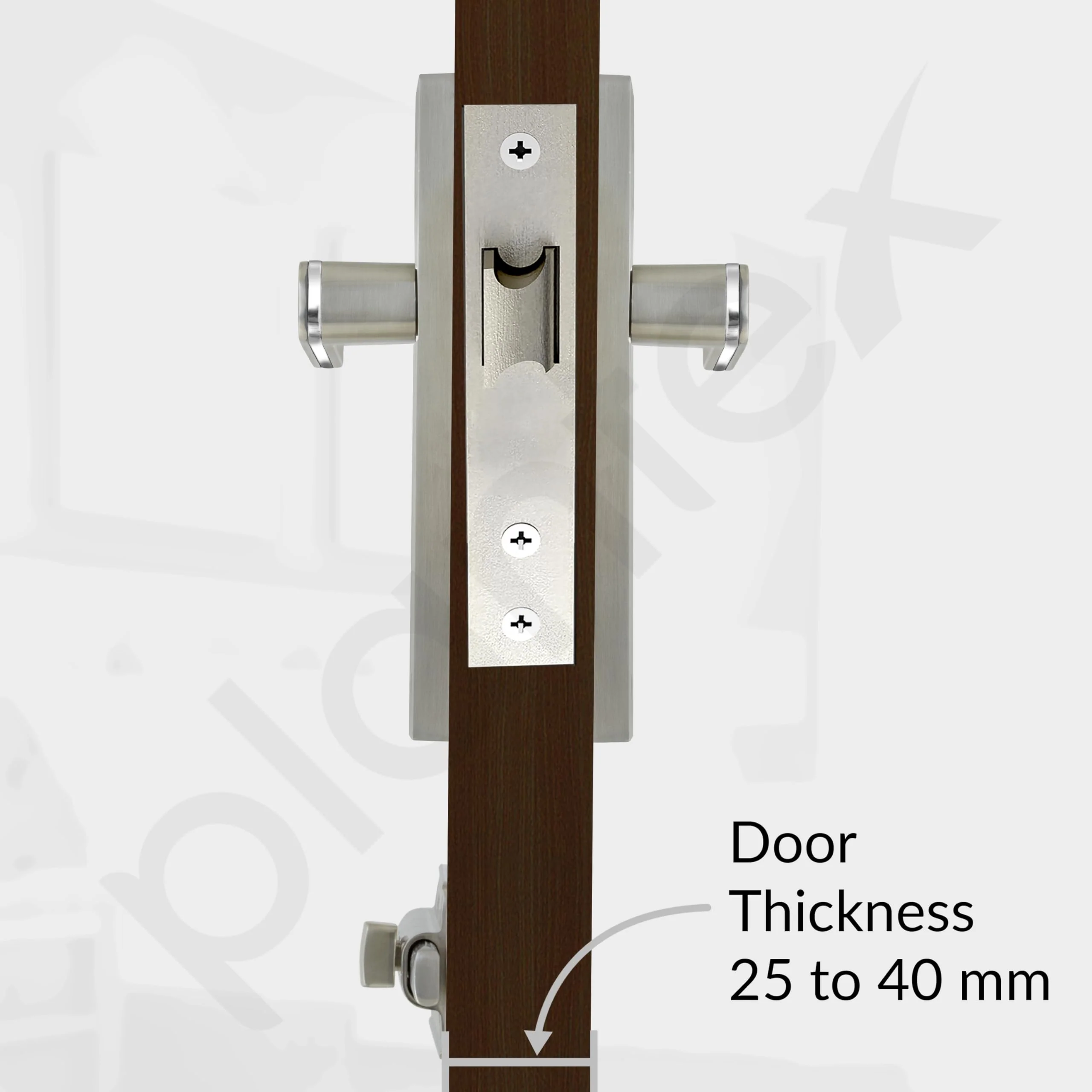 Plantex Heavy Duty Door Lock – Bathroom Door Lock/Mortise 8inch Keyless Plate Handle Set for Home/Bathroom/Store Room/Balcony/Office with Baby Latch (8125, Steel Satin and Chrome) - Image 3