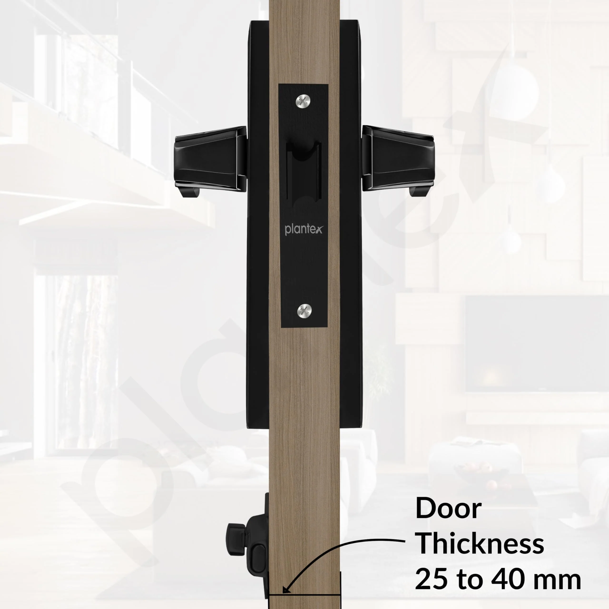 Plantex Heavy Duty Door Lock – Bathroom Door Lock/Mortise 8inch Keyless Plate Handle Set for Home/Bathroom/Store Room/Balcony/Office with Baby Latch (8126, DC-Black & Z-Black) - Image 5