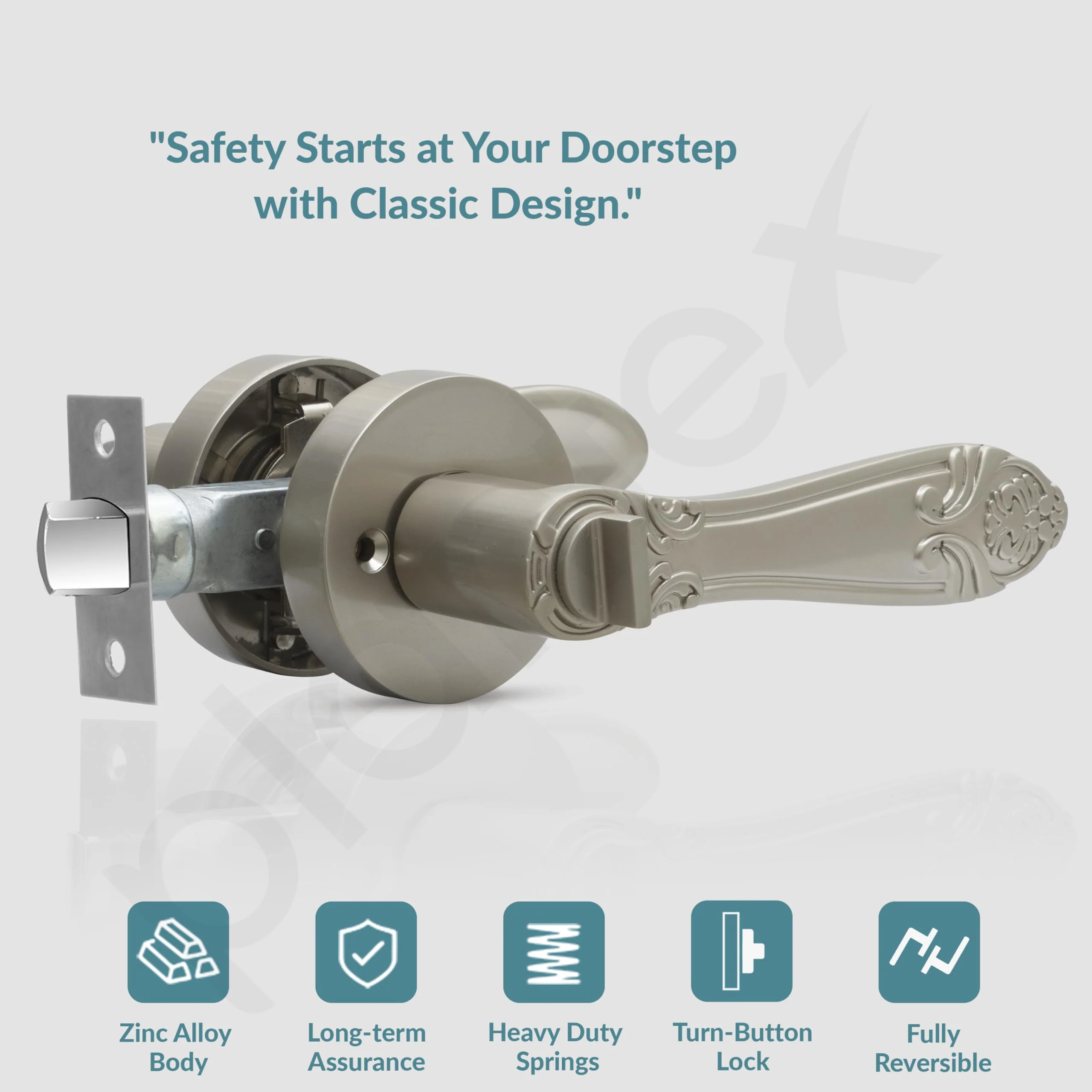 Plantex Heavy-Duty Door Lock - Bathroom Door Lock/Mortise Keyless Handle Set for Home/Bathroom/Balcony/Store Room - (DTM-628, Satin) - Image 3