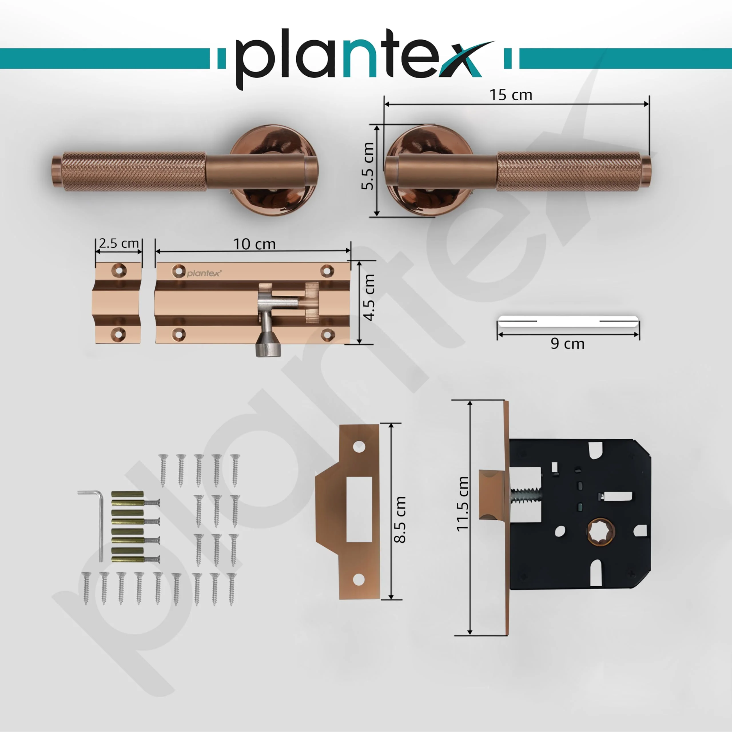 Plantex Heavy Duty Door Lock – Bathroom Door Lock/Mortise Keyless Handle Set for Home/Bathroom/Store Room/Balcony/Office with Baby Latch (603 - PVD Rose Gold) - Image 3