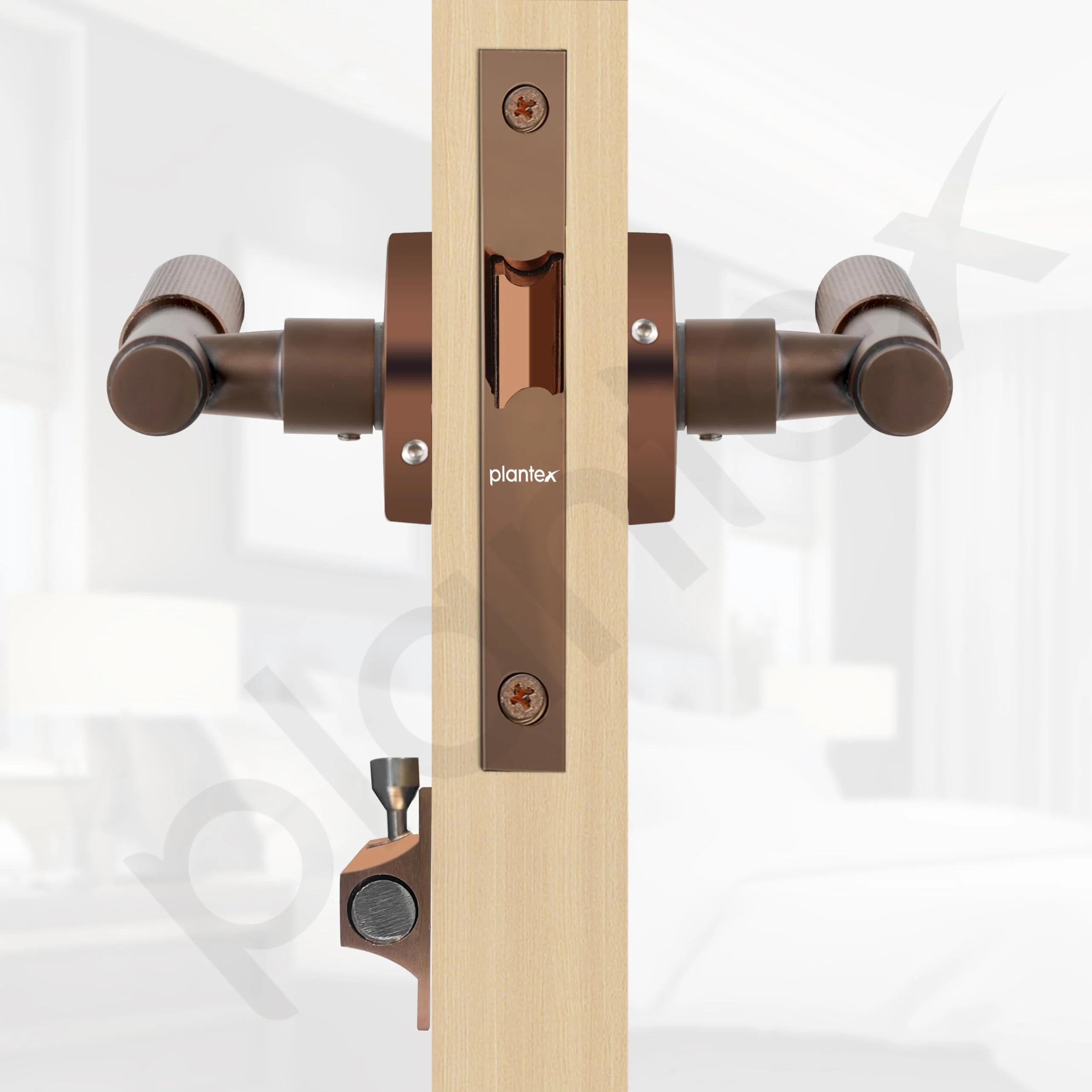 Plantex Heavy Duty Door Lock – Bathroom Door Lock/Mortise Keyless Handle Set for Home/Bathroom/Store Room/Balcony/Office with Baby Latch (603 - PVD Rose Gold) - Image 5