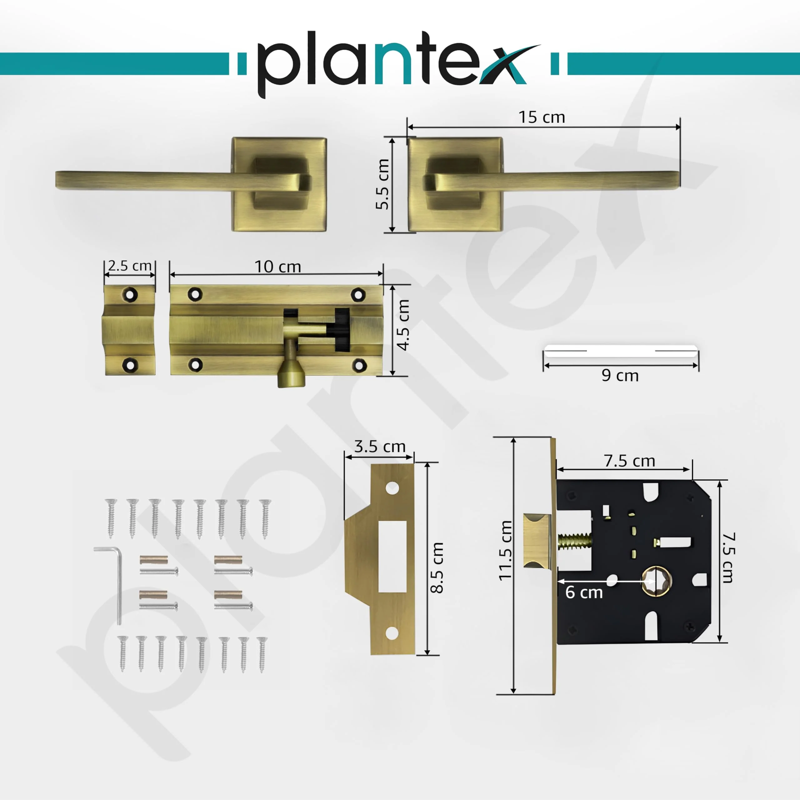 Plantex Heavy Duty Door Lock โ Bathroom Door Lock/Mortise Keyless Handle Set for Home/Bathroom/Store Room/Balcony/Office with Baby Latch (605 - Brass Antique) - Image 3