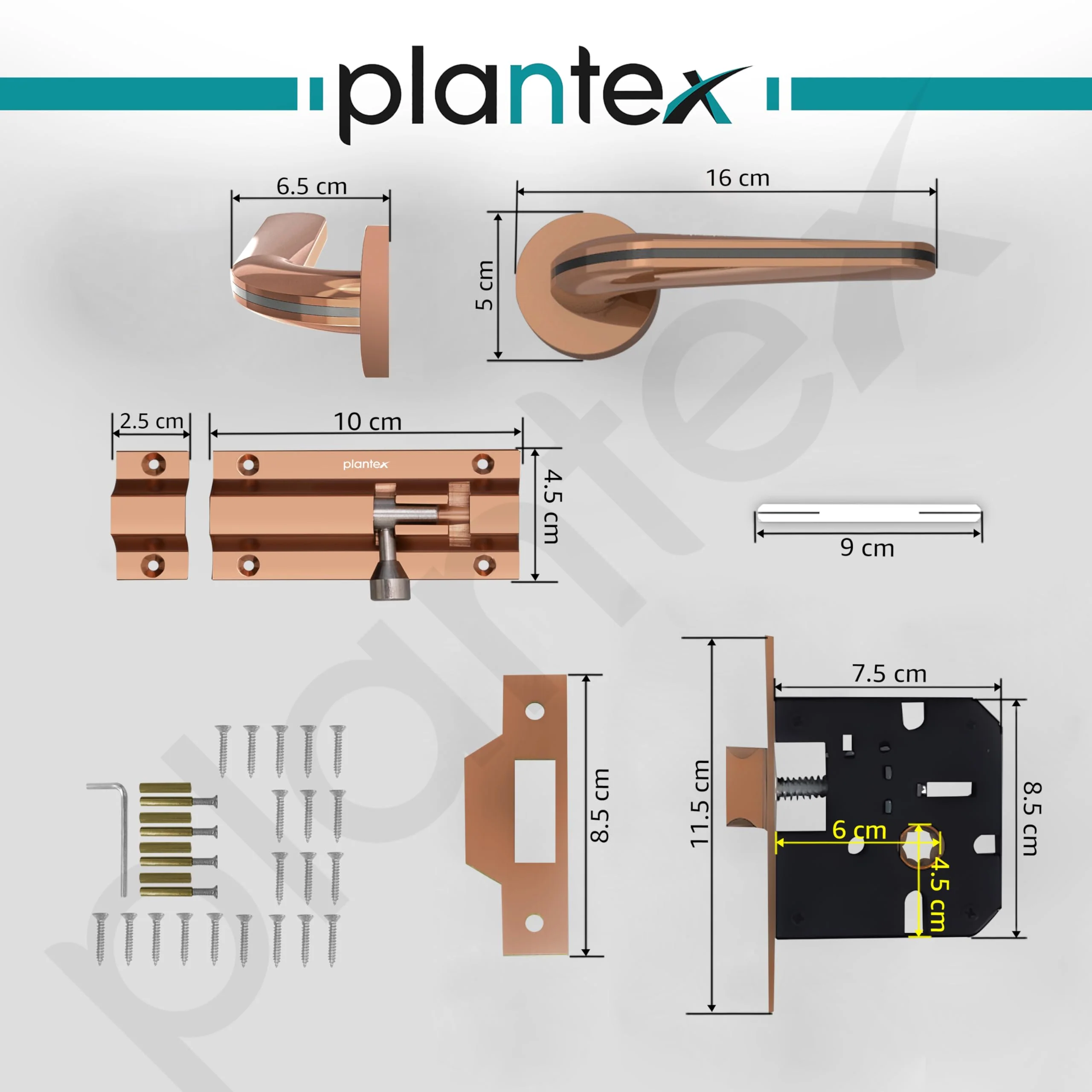 Plantex Heavy Duty Door Lock – Bathroom Door Lock/Mortise Keyless Handle Set for Home/Bathroom/Store Room/Balcony/Office with Baby Latch – (7077 – Satin Black & PVD Choco) - Image 5