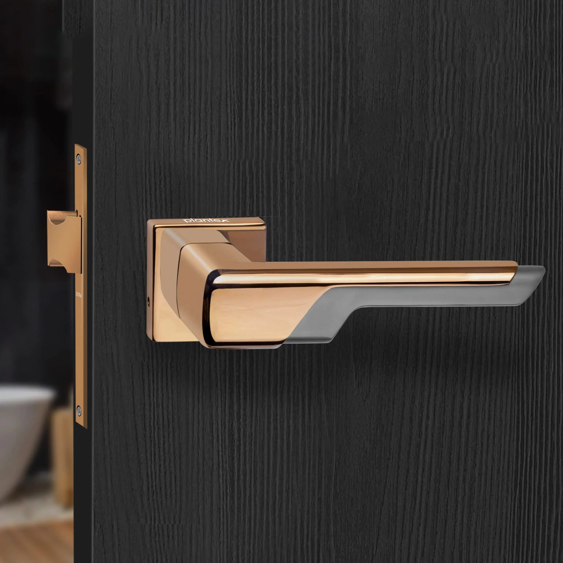 Plantex Heavy Duty Door Lock – Bathroom Door Lock/Mortise Keyless Handle Set for Home/Bathroom/Store Room/Balcony/Office with Baby Latch (7093 – PVD Choco & Satin Black Matt) - Image 4