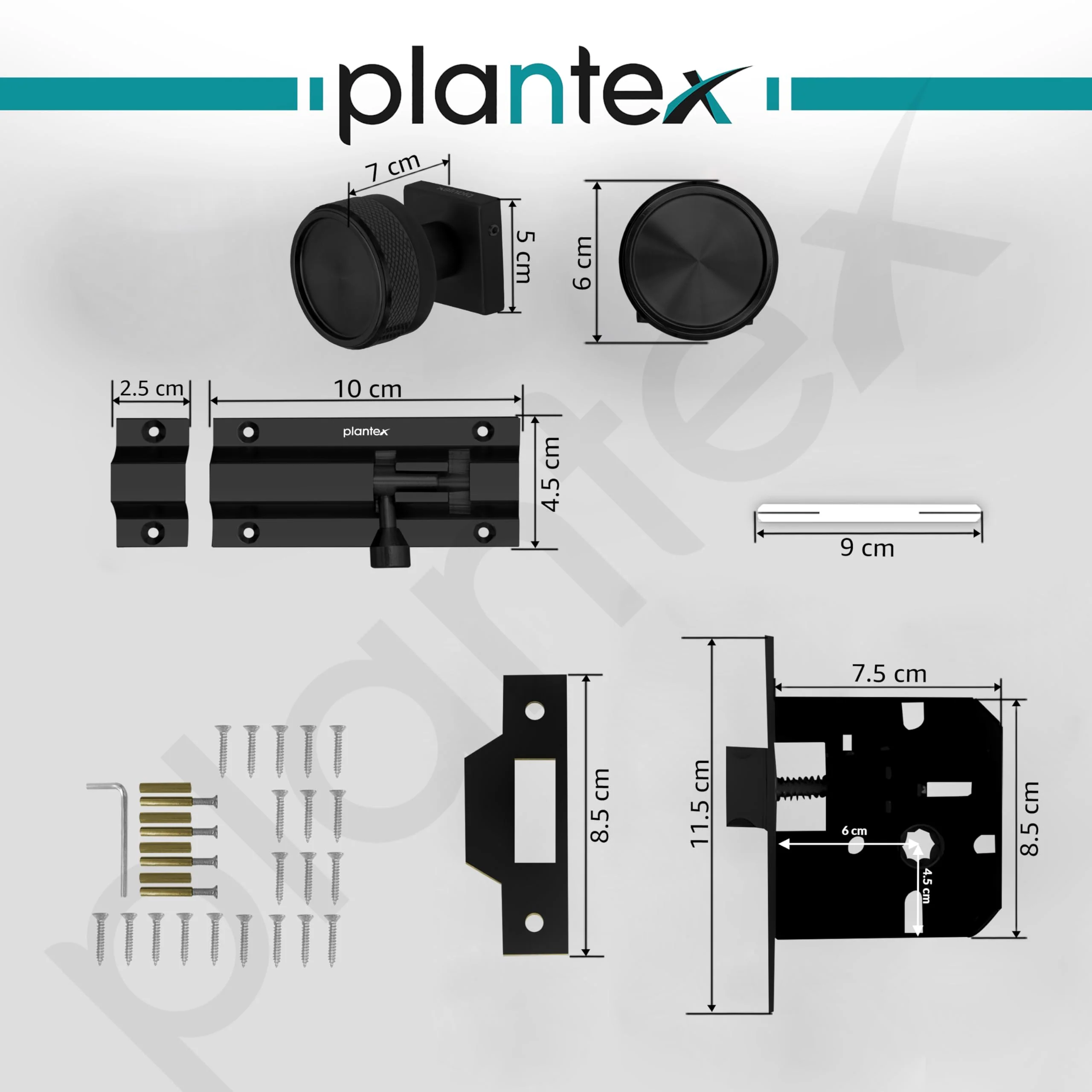 Plantex Heavy Duty Door Lock – Bathroom Door Lock/Mortise Keyless Knob Handle Set for Home/Bathroom/Store Room/Balcony/Office with Baby Latch (604 - Black) - Image 3