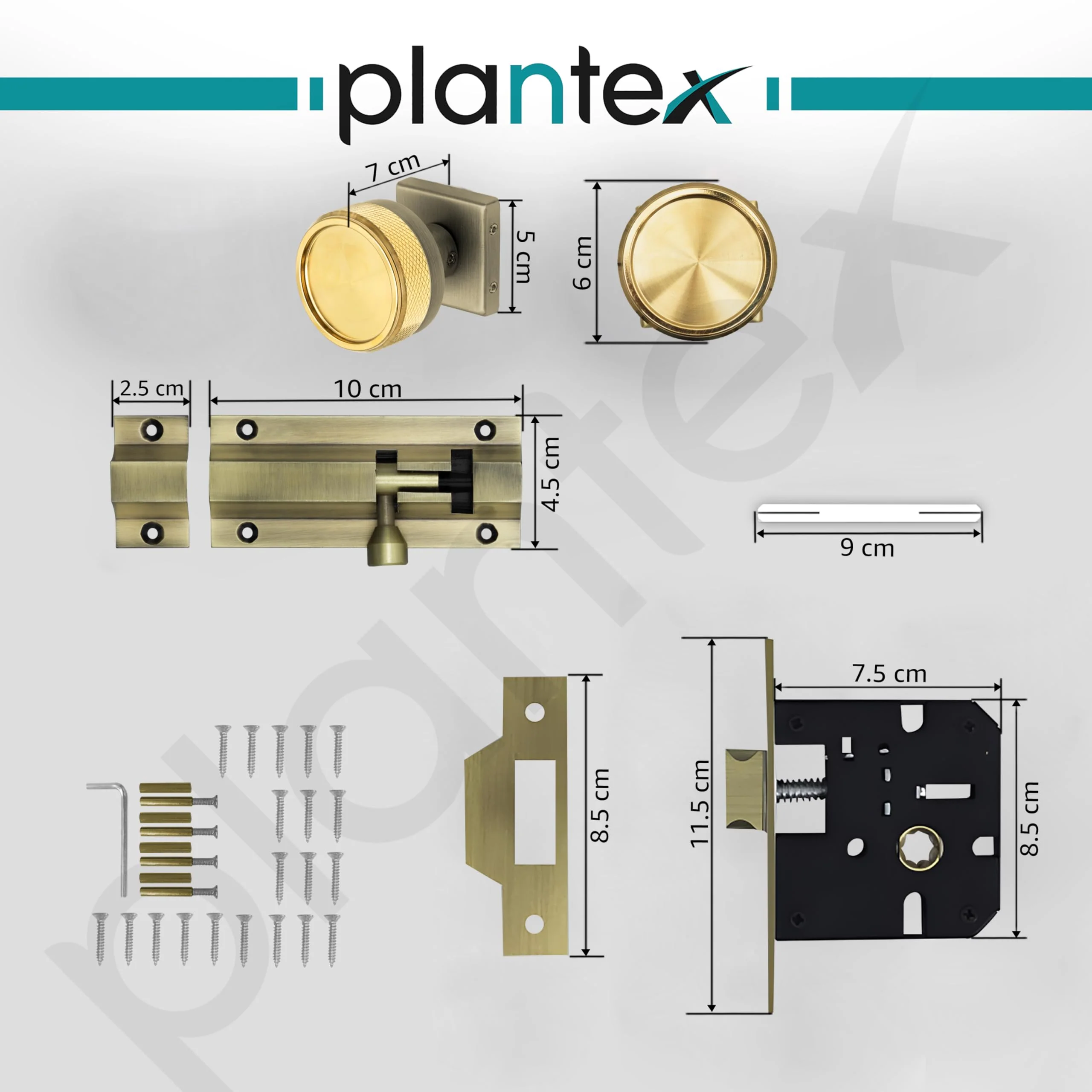 Plantex Heavy Duty Door Lock – Bathroom Door Lock/Mortise Keyless Knob Handle Set for Home/Bathroom/Store Room/Balcony/Office with Baby Latch (604 - PVD Gold and Brass Antique) - Image 3