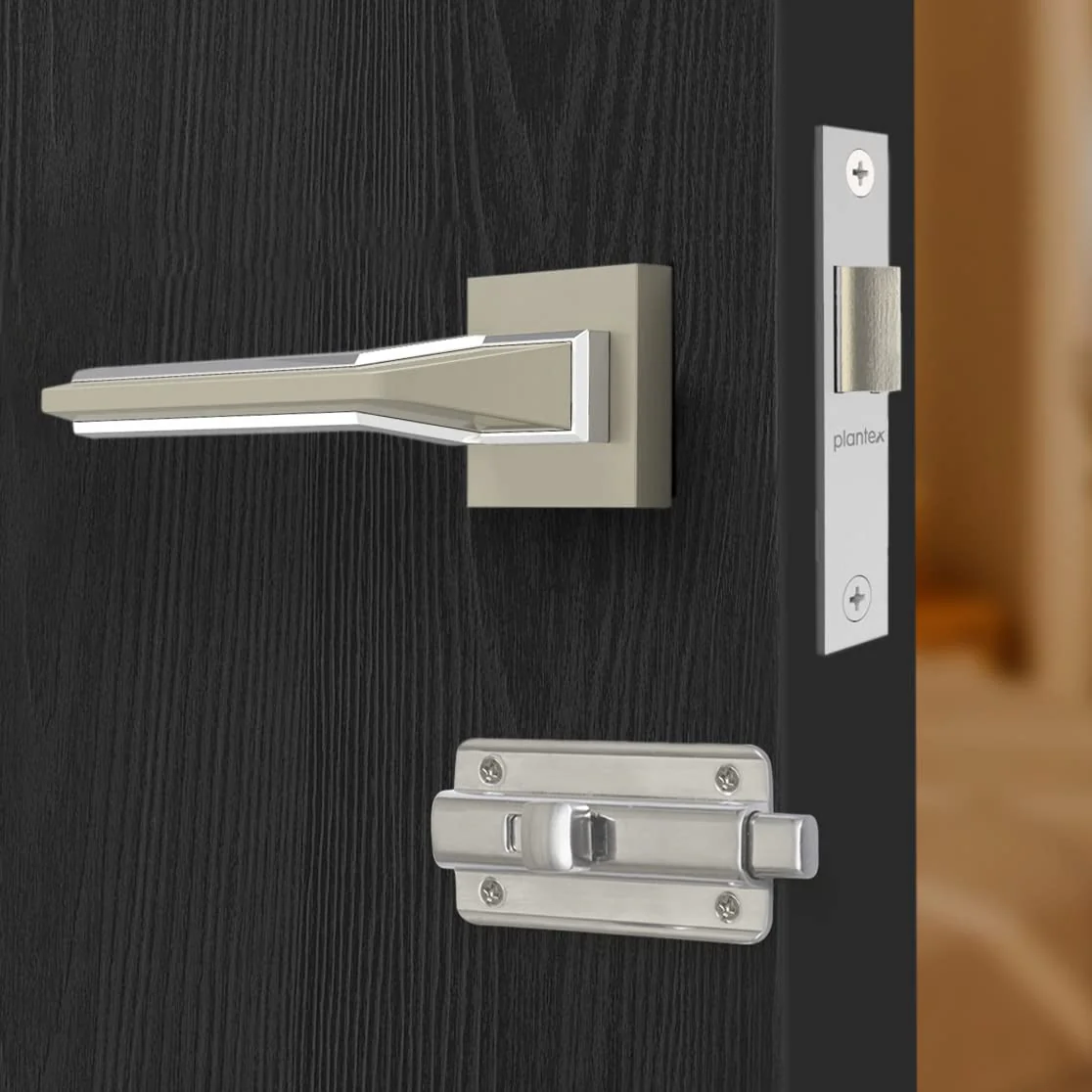 Plantex Heavy Duty Door Lock for Bathroom/Mortise Keyless Door Lock for Store Room/Office with Baby Latch – (Satin White & Chrome) - Image 4
