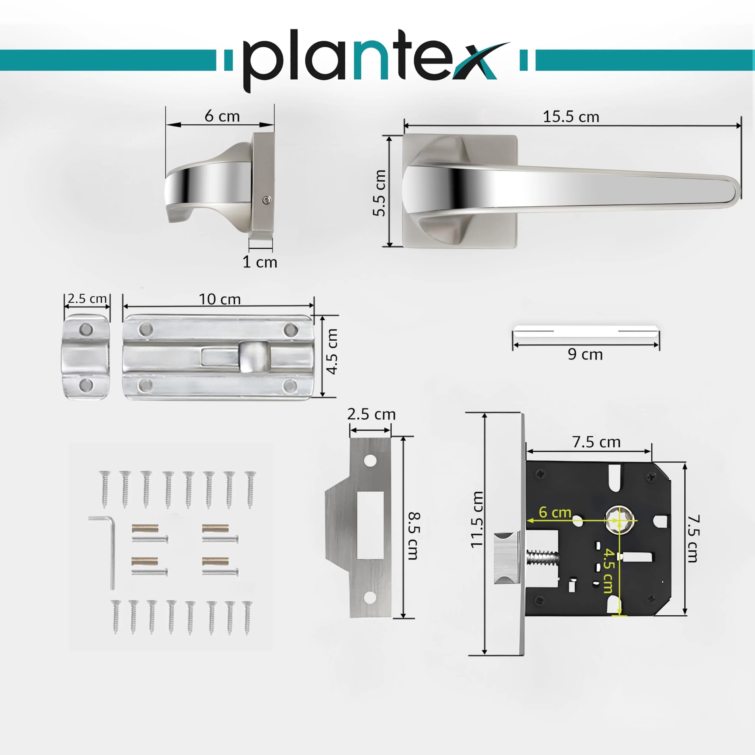 Plantex Heavy Duty Door Lock for Bathroom/Mortise Keyless Handle Door Lock for Store Room/Balcony/Office with Baby Latch –(7091 Satin White & Chrome Finish) - Image 3