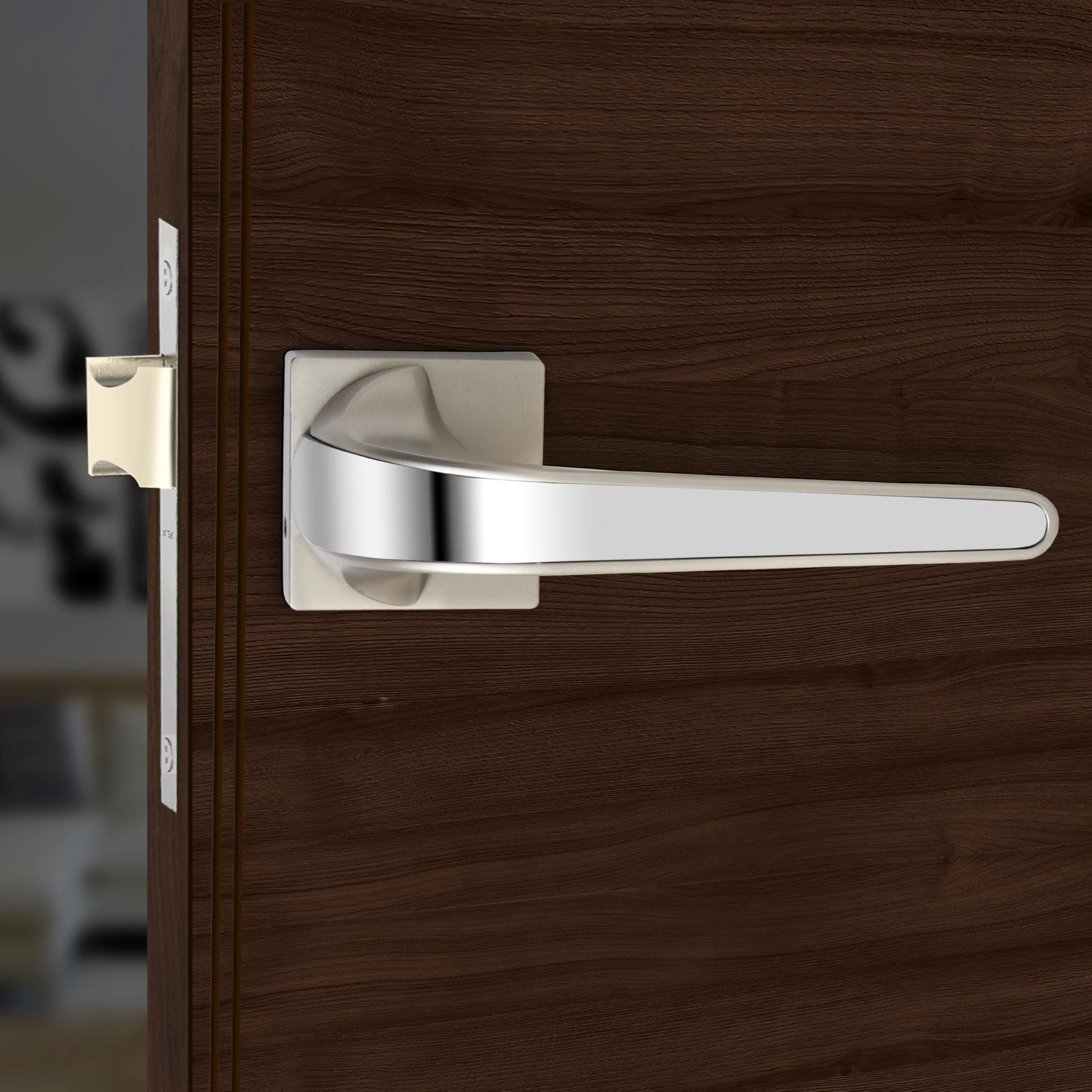Plantex Heavy Duty Door Lock for Bathroom/Mortise Keyless Handle Door Lock for Store Room/Balcony/Office with Baby Latch –(7091 Satin White & Chrome Finish) - Image 6