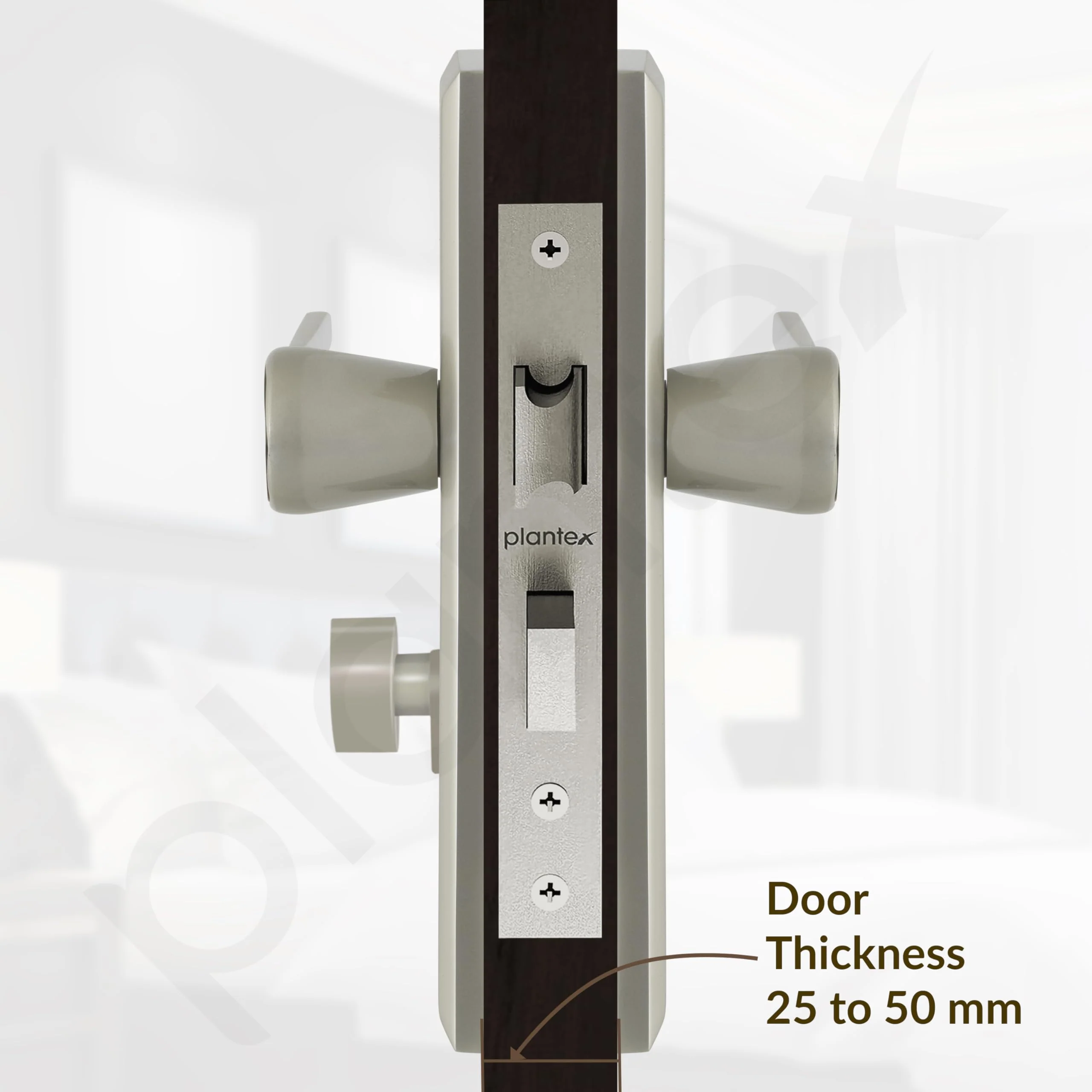 Plantex Heavy-Duty Door Lock for Main Door/Handle Lock Set/6-Lever Lock Mechanism Mortise Lock with 3 Keys, Brass Lock Body & Cylinder (PTP-07, Satin & Wood) - Image 5