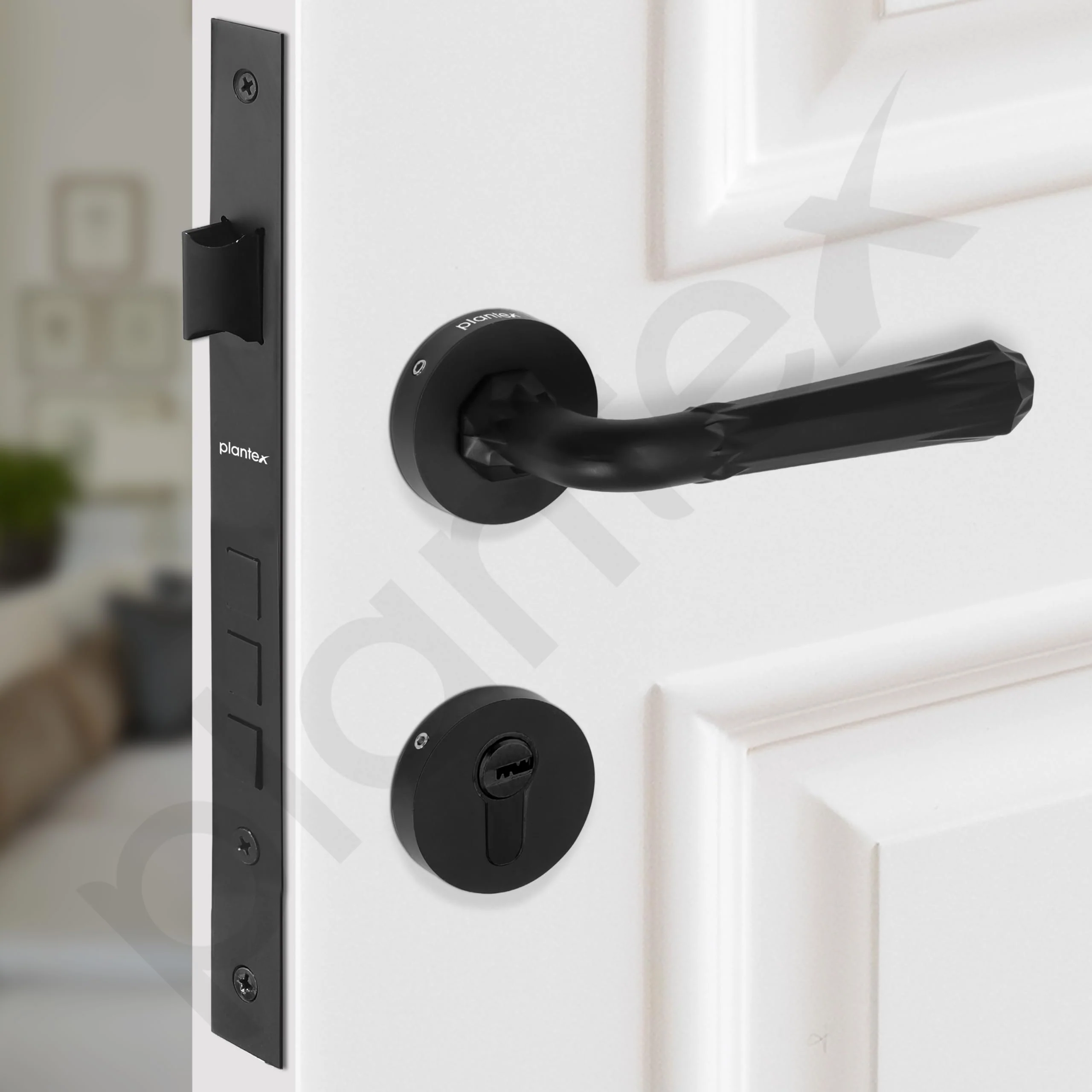 Plantex Heavy Duty Door Lock - Main Door Lock/Mortise Lock for Door/Door Lock for Bedroom/Home/Office/Hotel -Z Black Finish (3 Brass Keys) - Image 6