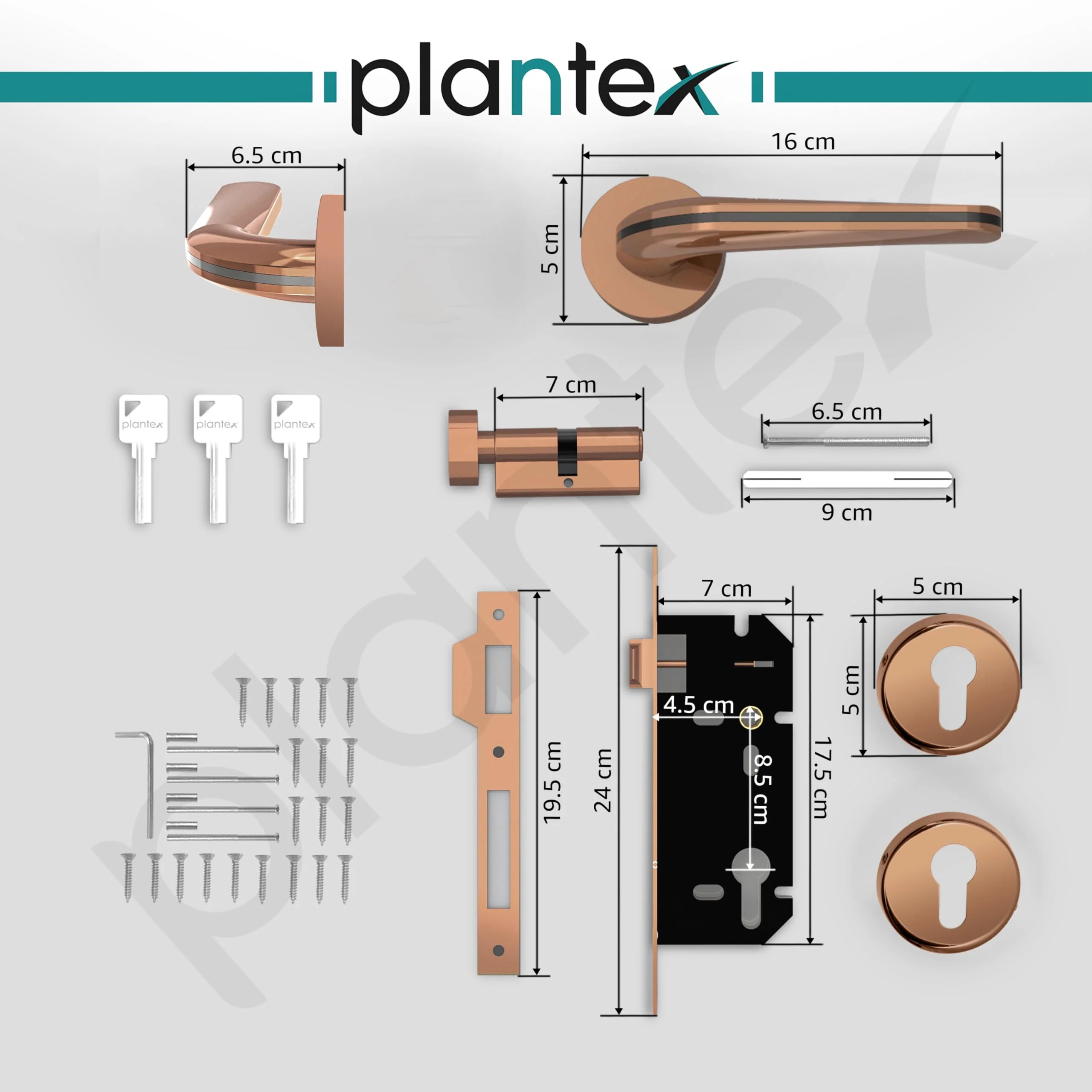 Plantex Heavy Duty Door Lock - Main Door Lock Set with 3 Keys/Mortise Door Lock for Home/Office/Hotel (7077 - PVD Choco & Satin Black Matt) - Image 3