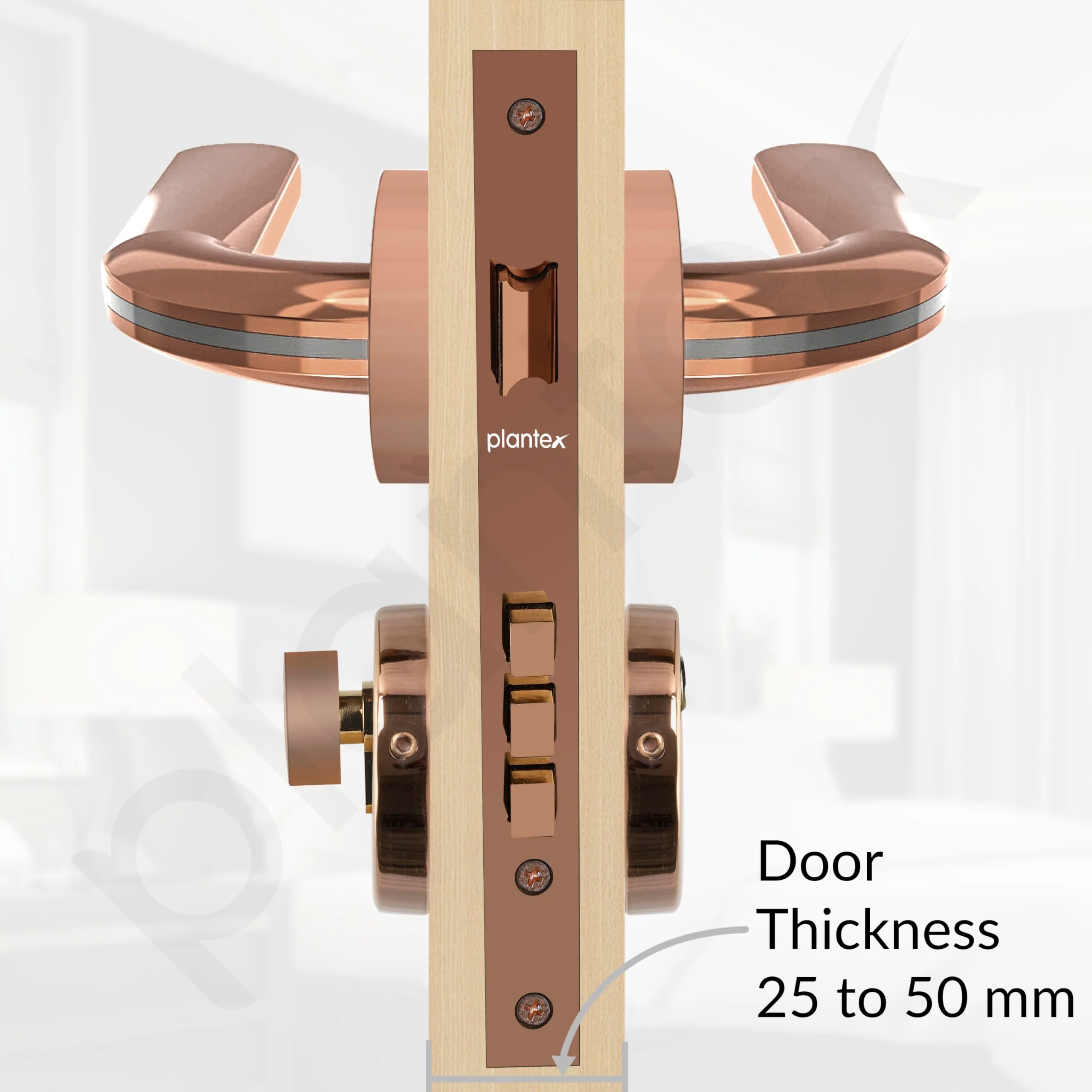 Plantex Heavy Duty Door Lock - Main Door Lock Set with 3 Keys/Mortise Door Lock for Home/Office/Hotel (7077 - PVD Choco & Satin Black Matt) - Image 5