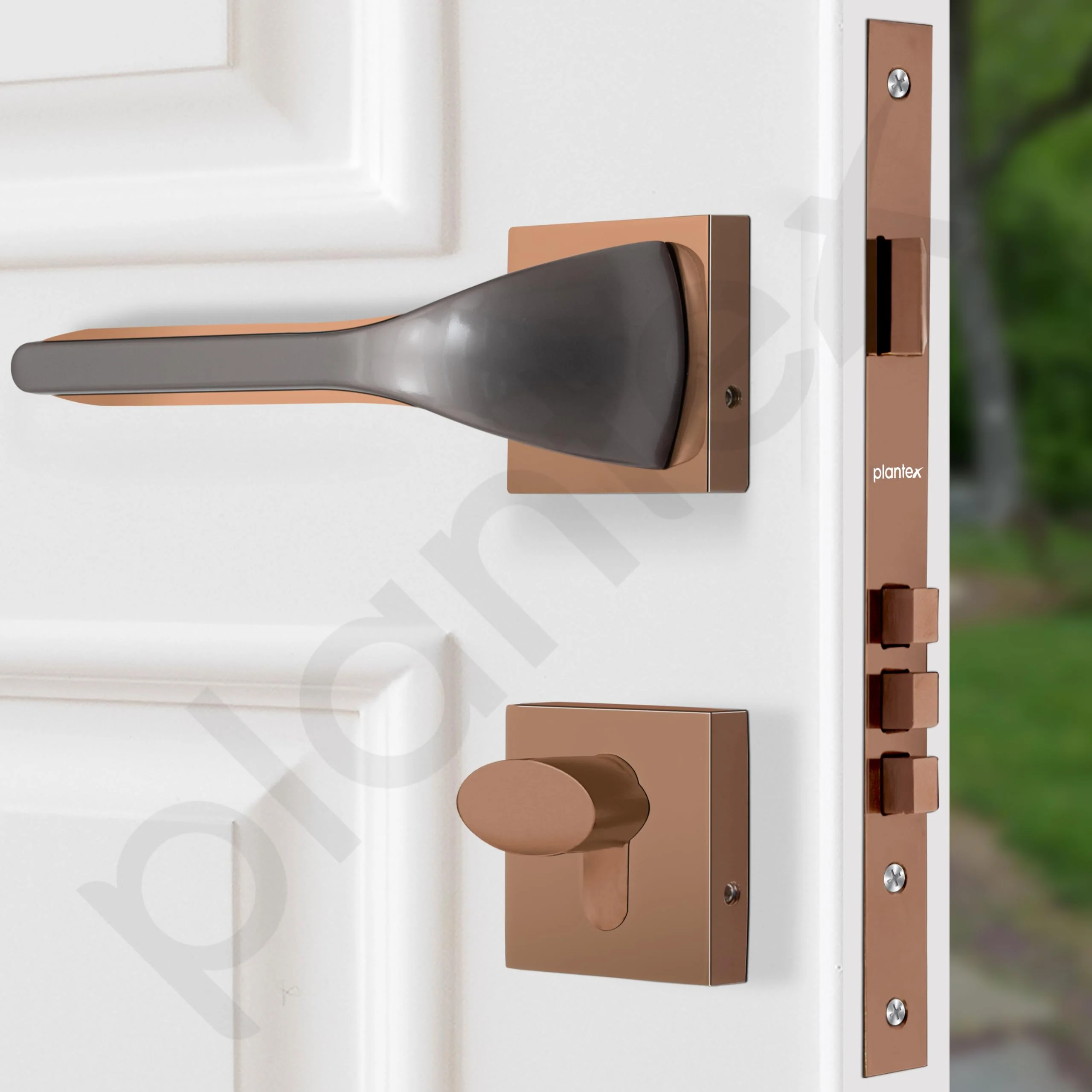 Plantex Heavy Duty Door Lock/Main Door Mortise Lock Handle/Handle Set for Home/Office - Door Accessories- (APS-PT-009- Rose Gold - Satin) - Image 4