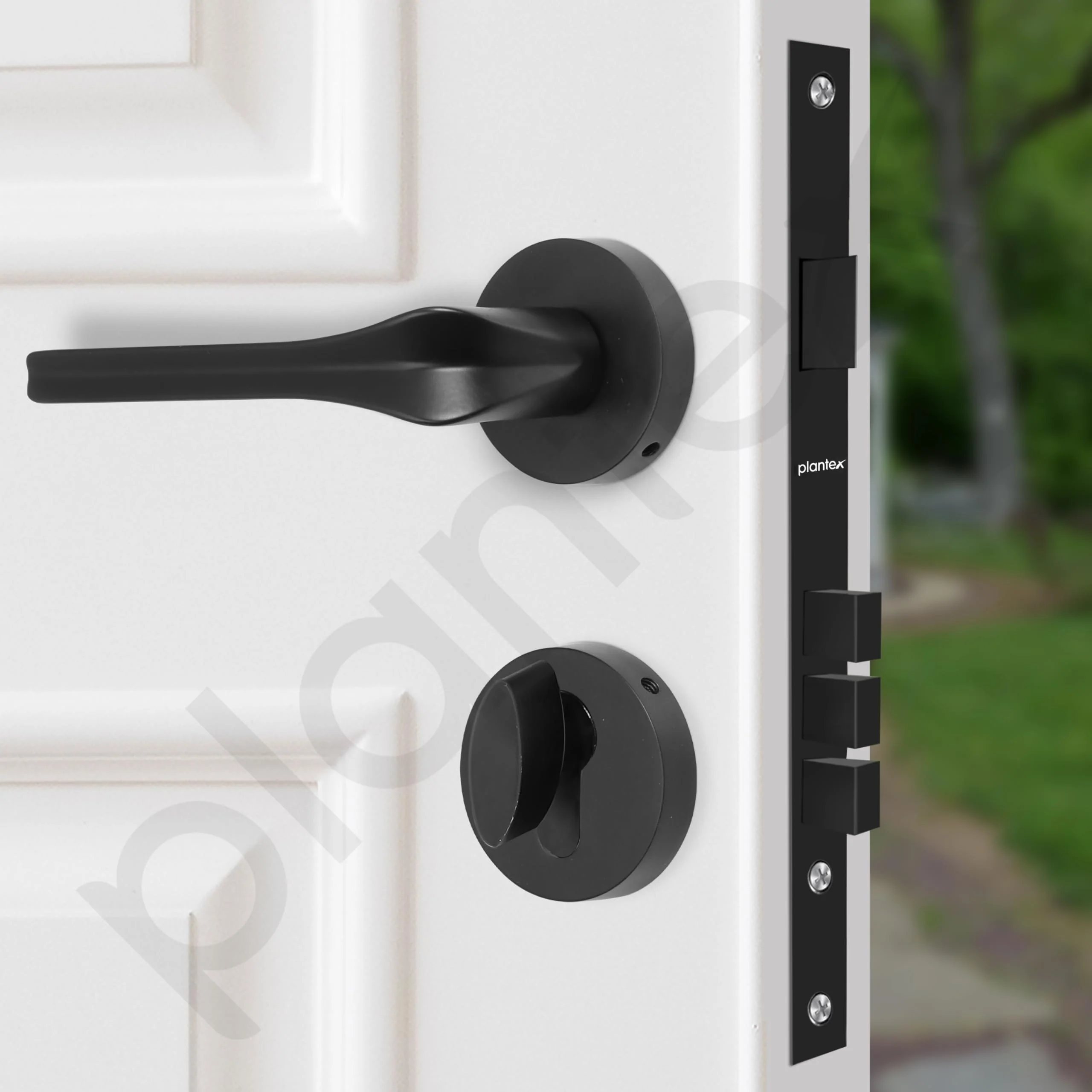 Plantex Heavy Duty Door Lock/Mortise Lock Knob For Door/Handle Door Lock For Bedroom/Home/Office/Hotel- 3 Brass Keys(Black Finish) - Image 3