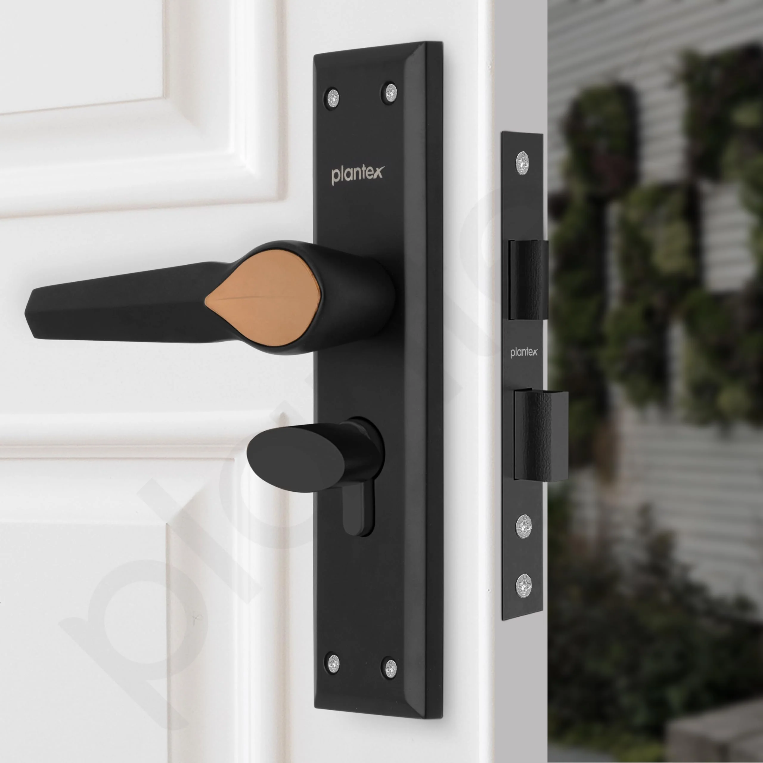 Plantex Heavy-Duty Door Lock Set - Main Door Lock Handle Set/6-Lever Lock Mechanism Mortise Lock with 3 Keys, Brass Lock Body & Cylinder (PTP-07, Black & Rose Gold) - Image 6