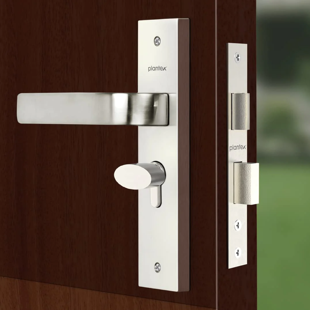 Plantex Heavy-Duty Door Lock Set - Main Door Lock Handle Set/ 6-Lever Lock Mechanism with 3 Years of Warranty/Mortise Lock with 3 Keys, Brass Lock Body & Cylinder (8107 - Matt) - Image 6
