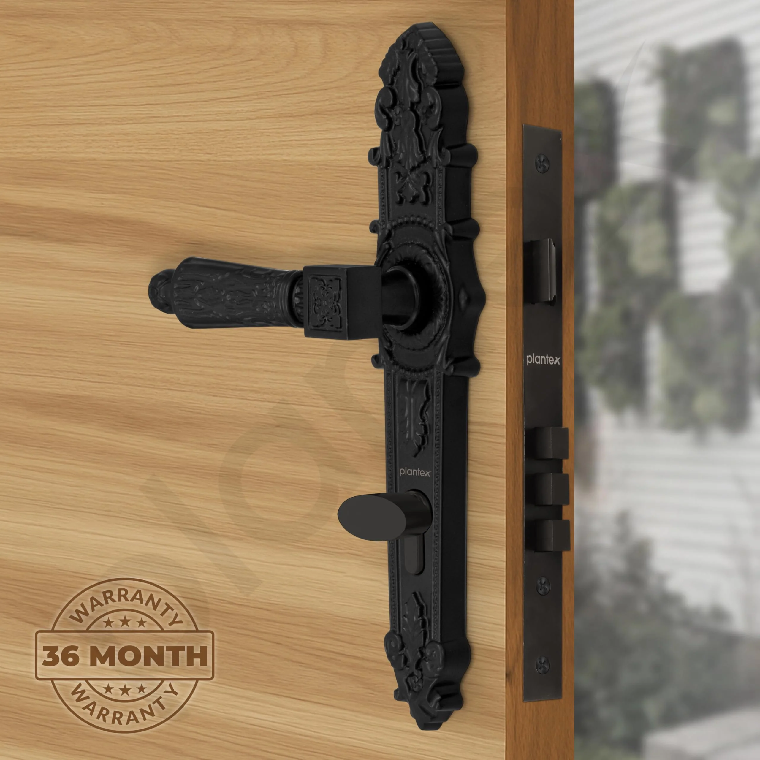 Plantex Heavy-Duty Door Lock Set -Main Door Lock Handle Set/6-Lever Lock Mechanism with 3 Years of Warranty/Mortise Lock with 3 Keys, Brass Lock Body & Cylinder(657- Black) - Image 4