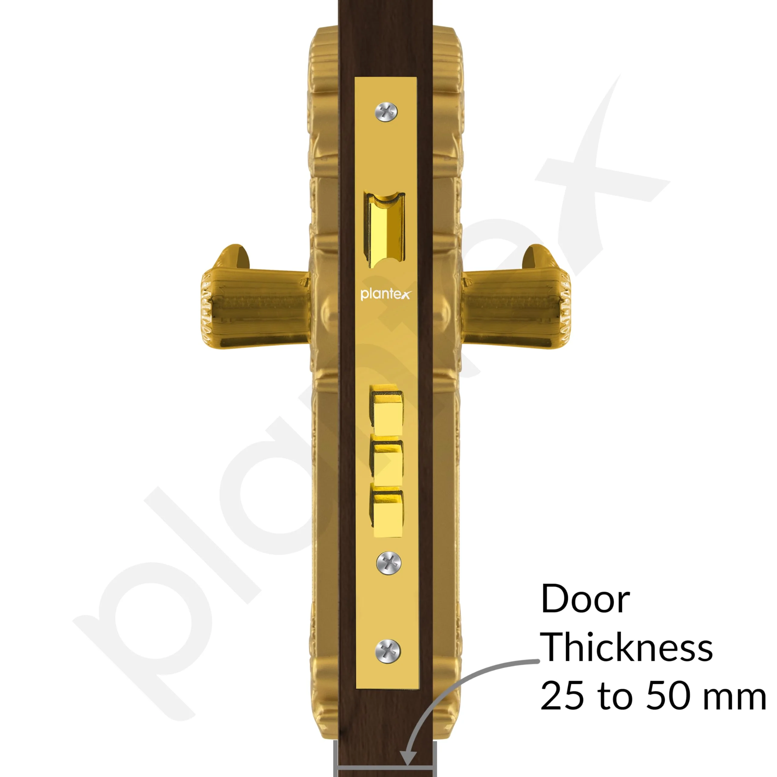 Plantex Heavy-Duty Door Lock Set -Main Door Lock Handle Set/6-Lever Lock Mechanism with 3 Years of Warranty/Mortise Lock with 3 Keys, Brass Lock Body & Cylinder(658- Gold) - Image 5