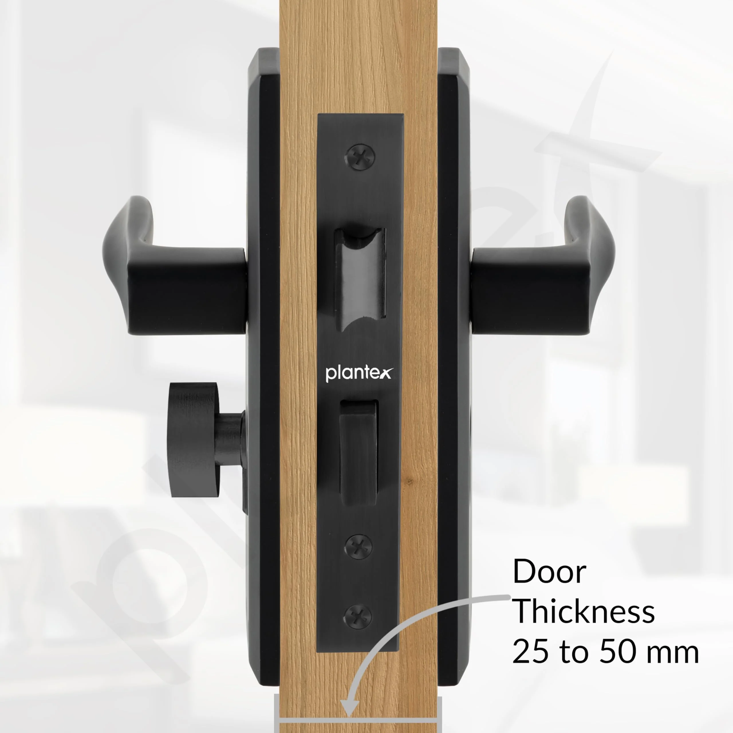 Plantex Heavy-Duty Door Lock Set - Main Door Lock Handle Set/ 6-Lever Lock Mechanism with 3 Years of Warranty/Mortise Lock with 3 Keys, Brass Lockbody & Cylinder(Black) - Image 5