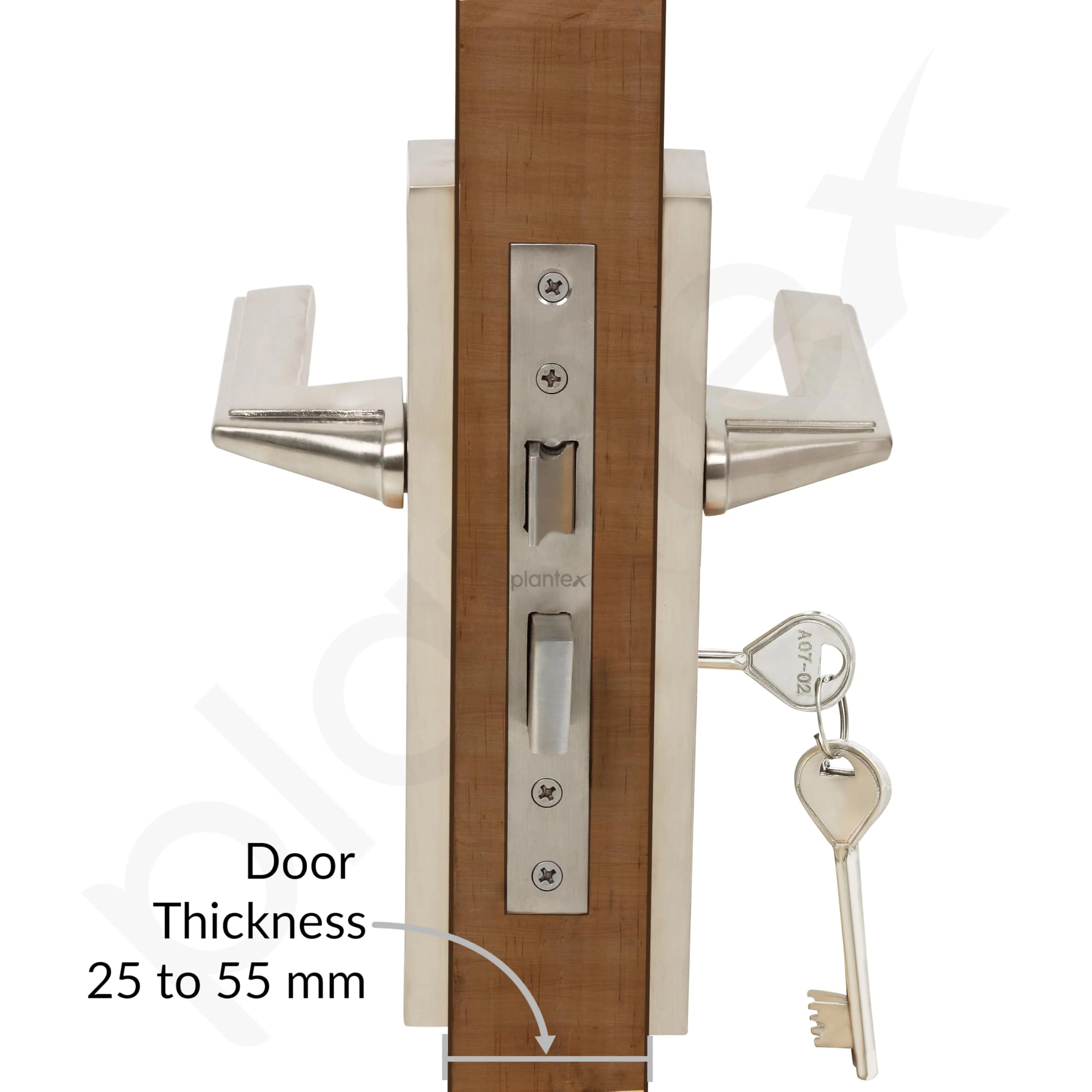 Plantex Heavy-Duty Door Lock Set - Main Door Lock Handle Set/ 6-Lever Lock Mechanism with 3 Years of Warranty/Mortise Lock with 3 Keys, Brass Lockbody (Matt) - Image 4