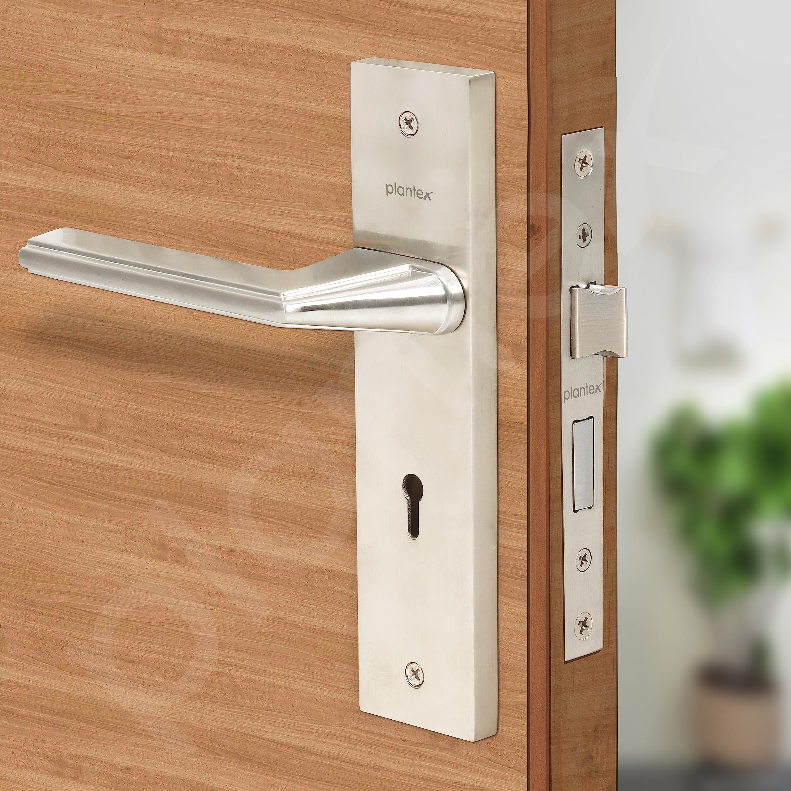 Plantex Heavy-Duty Door Lock Set - Main Door Lock Handle Set/ 6-Lever Lock Mechanism with 3 Years of Warranty/Mortise Lock with 3 Keys, Brass Lockbody (Matt) - Image 7
