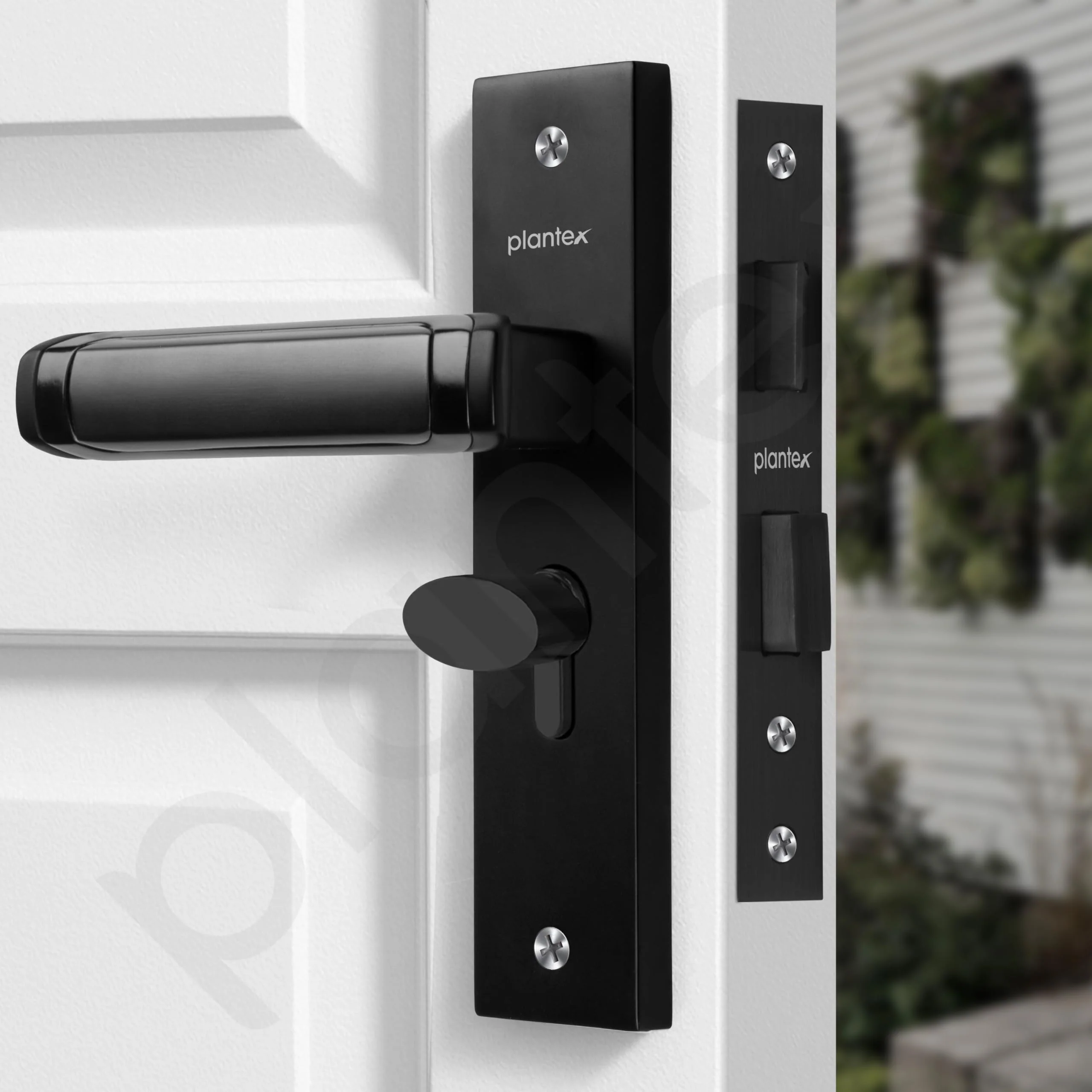 Plantex Heavy-Duty Door Lock Set - Main Door Lock Handle Set/Mortise Lock with 3 Keys, Brass Lock Body & Cylinder (8127 - Z Black & DC Black) - Image 4
