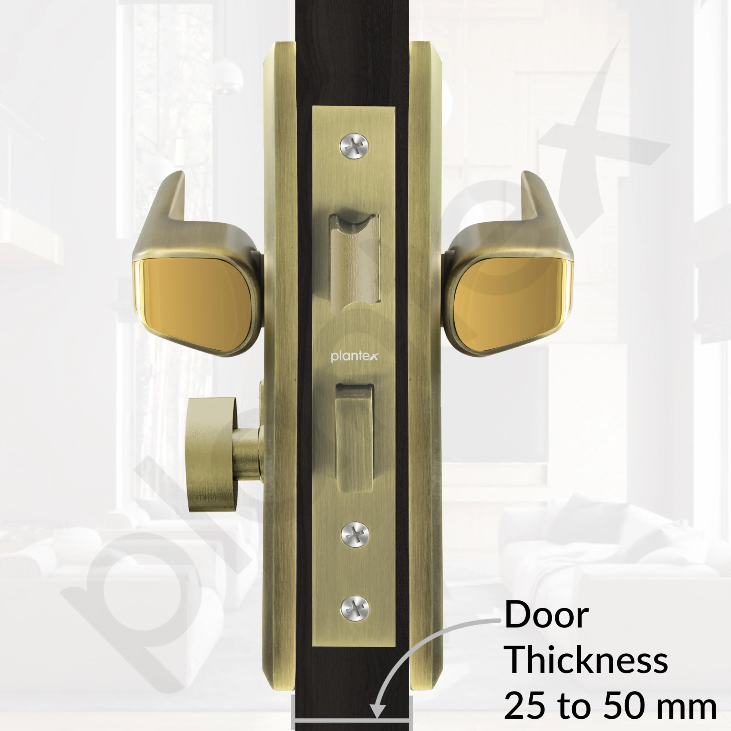 Plantex Heavy-Duty Door Lock Set - Main Door Lock Plate Handle Set/6-Lever Mechanism Mortise Locks with 3 Keys/Brass Locks Body & Cylinder (PTP-012- Brass Antique & Gold) - Image 5
