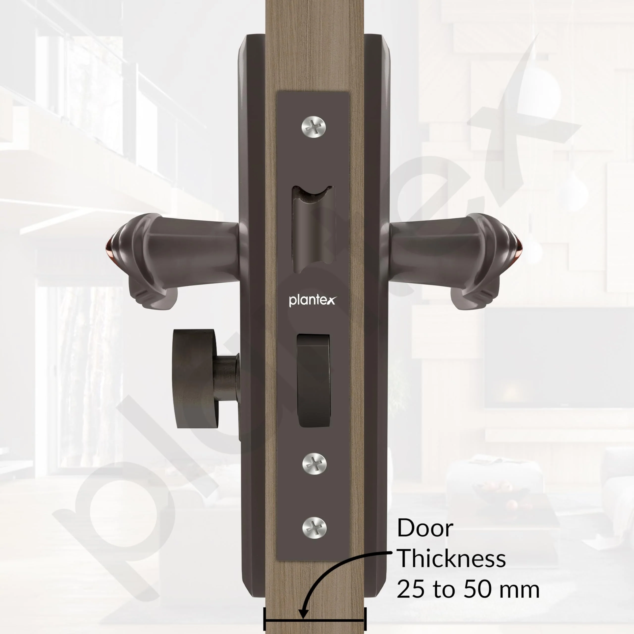 Plantex Heavy-Duty Door Lock Set - Main Door Lock Plate Handle Set/6-Lever Mechanism Mortise Locks with 3 Keys/Brass Locks Body & Cylinder (PTP-09- Satin Black & Rose Gold) - Image 5