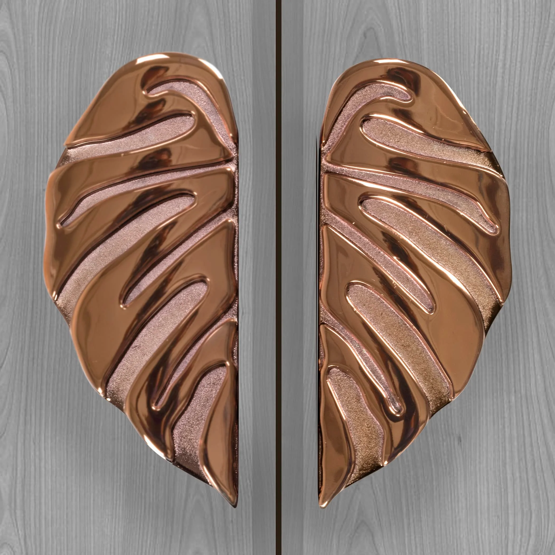 Plantex Heavy Duty Main Door Handle/6-Inches Leaf Shape Door Pull Handle For Main Door/Pull Push Door Handle Set (295-Rose Gold Finish) - Image 5