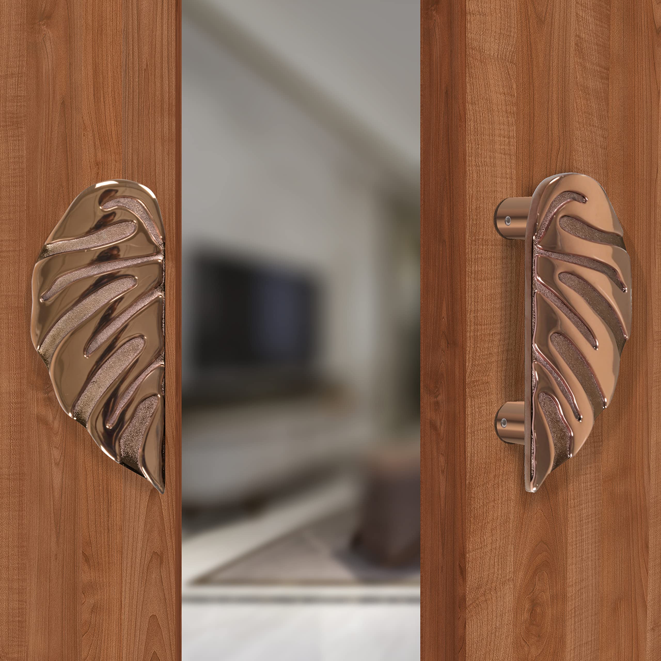 Plantex Heavy Duty Main Door Handle/6-Inches Leaf Shape Door Pull Handle For Main Door/Pull Push Door Handle Set (295-Rose Gold Finish) - Image 6