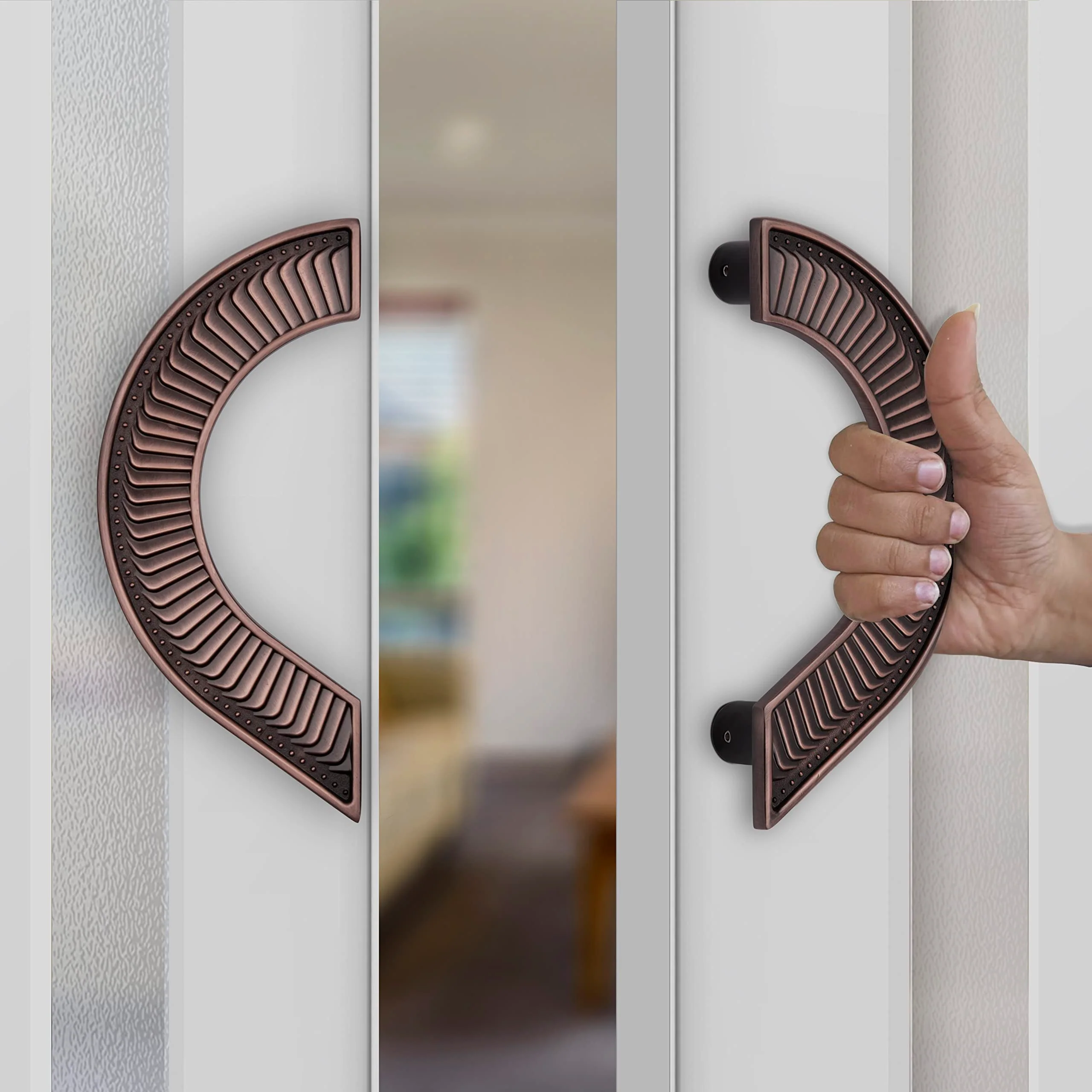 Plantex Heavy Duty Main Door Handle/8-inches Round Shape Door Handle for Main Door/Pull Push Door Handle for Home/Hotel - Pack of 1 (321-Copper Antique Finish) - 3 Years Warranty - Image 2