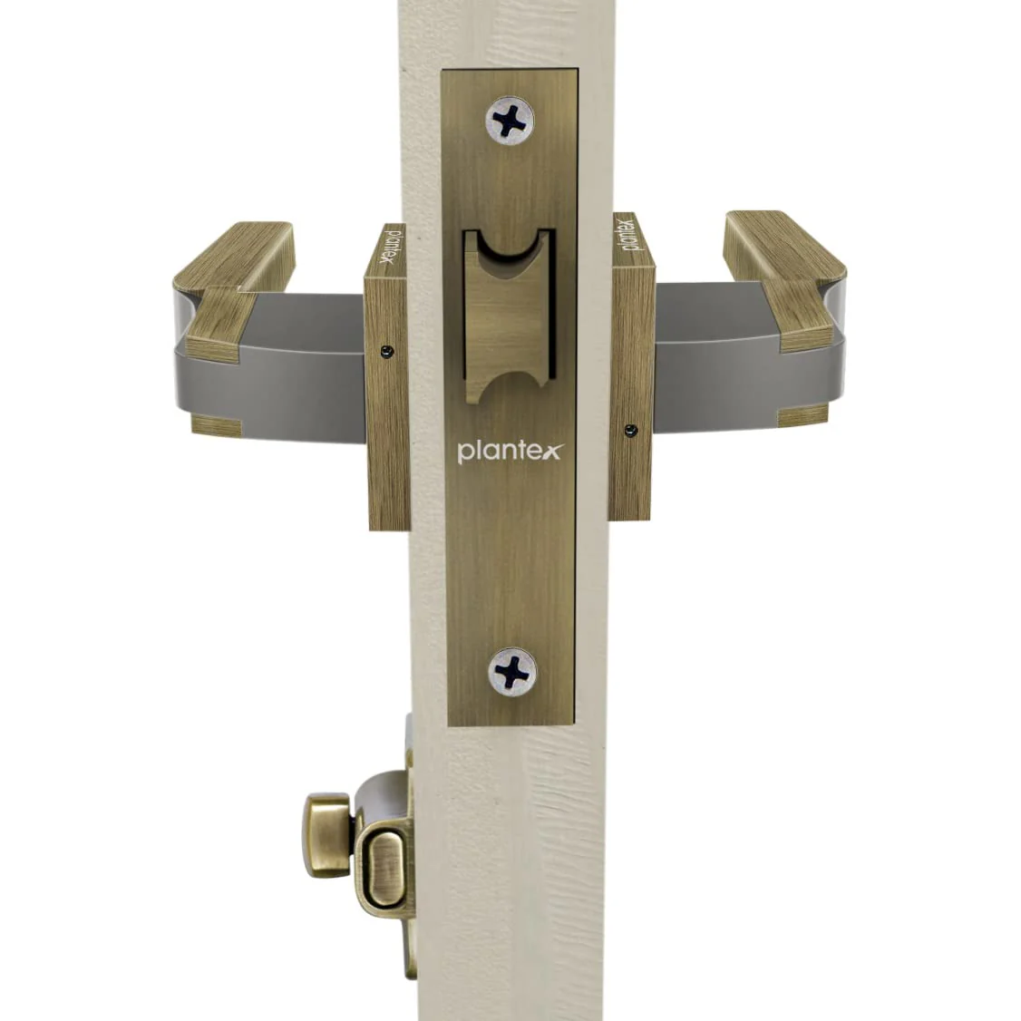 Plantex Heavy Duty Mortise Door Lock for Bathroom/Mortise Keyless Handle Set for Bathroom/Store Room/Balcony (7064–Brass Antique/Satin Black Matt Finish) - Image 5