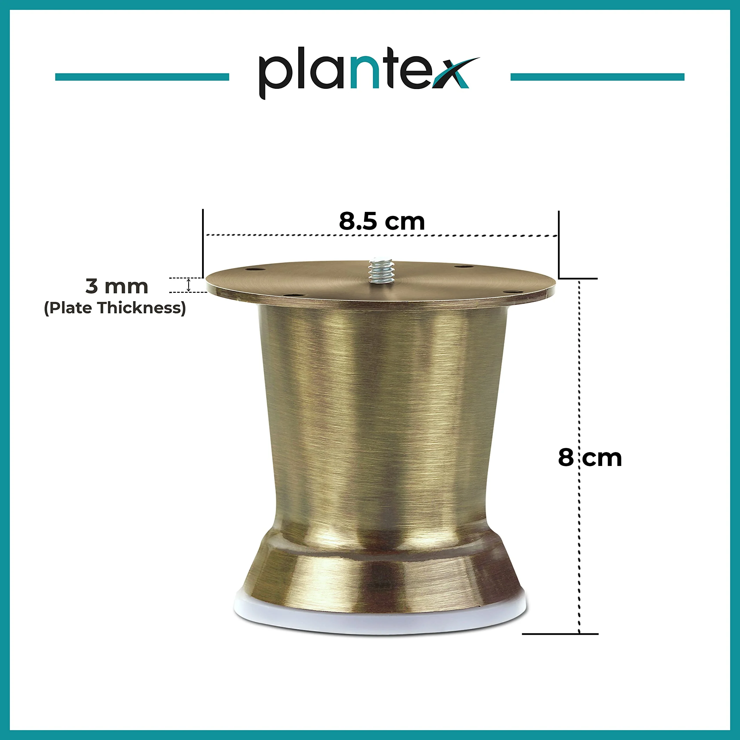 Plantex Heavy Duty Pillar 3 Inch Spare Sofa Legs for Bed Furniture/Sofa Legs for Table/Sofa Support Legs Set of 2 Pcs (Brass Antique) - Image 3
