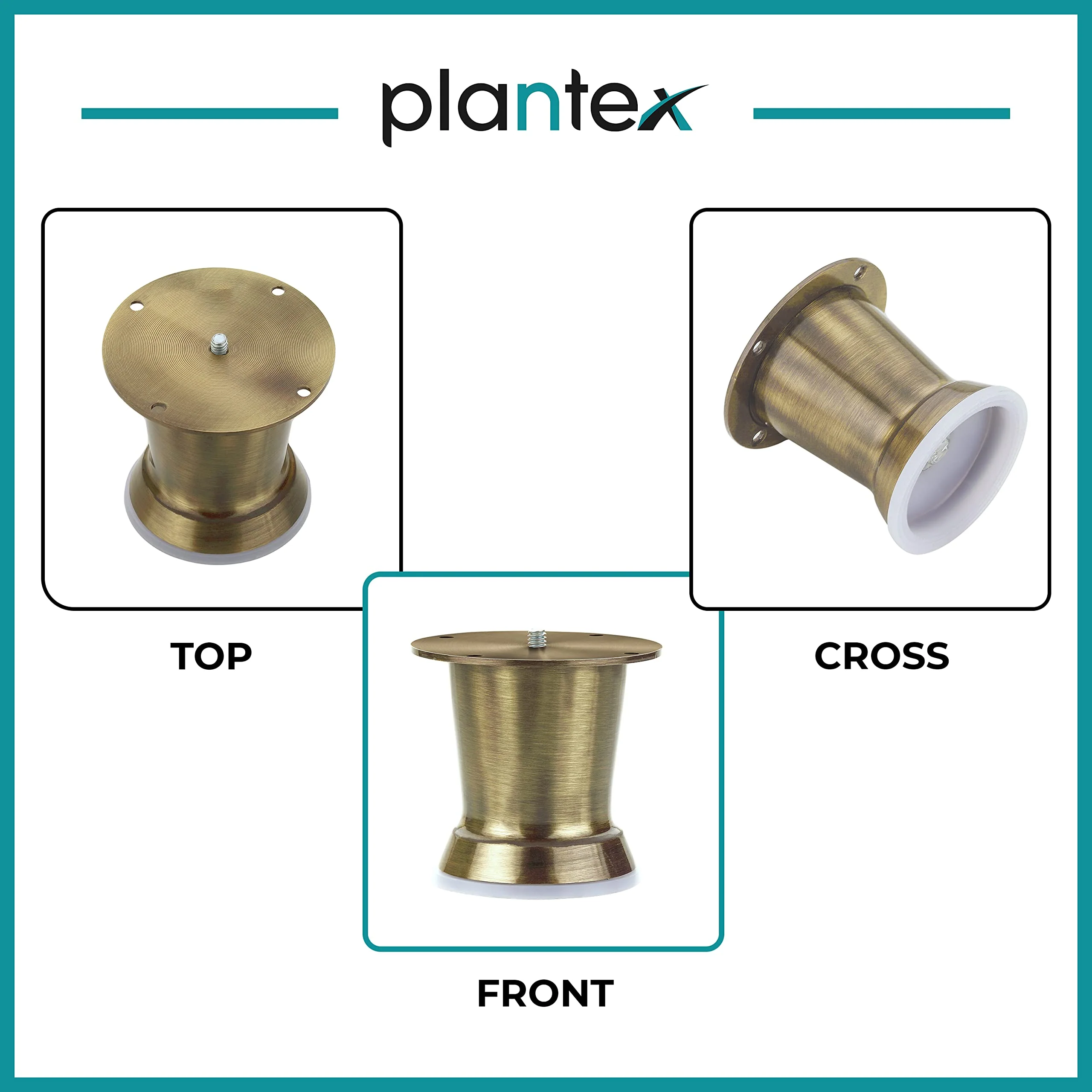 Plantex Heavy Duty Pillar 3 Inch Spare Sofa Legs for Bed Furniture/Sofa Legs for Table/Sofa Support Legs Set of 2 Pcs (Brass Antique) - Image 5