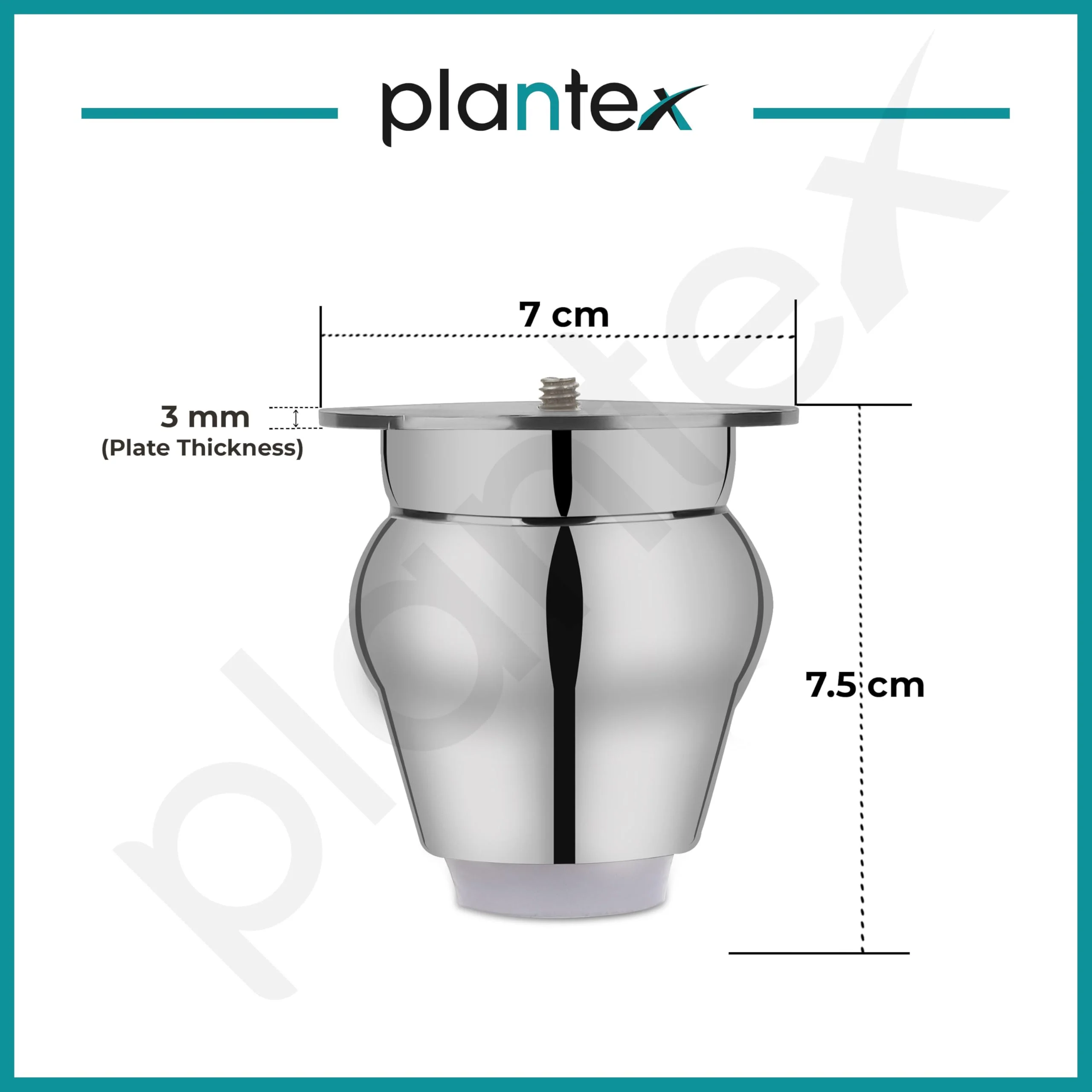 Plantex Heavy Duty Round 3 inch Spare Sofa Legs for Bed Furniture/Sofa Legs for Furniture Fitting/Table Legs/Sofa Leg Set of 2 pcs (Chrome Finish) - Image 3