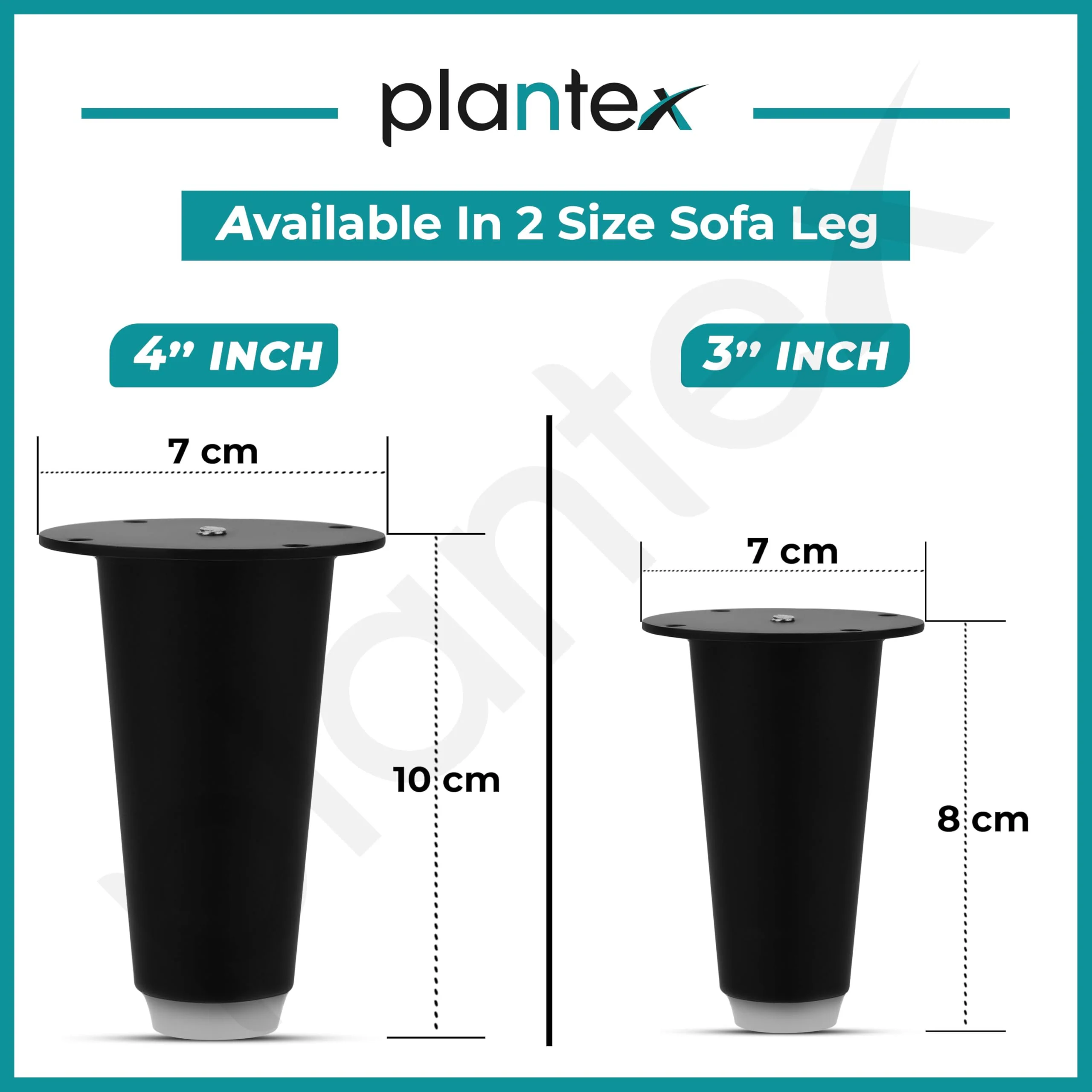 Plantex Heavy Duty Round 4 inch Spare Sofa Legs for Bed Furniture/Sofa Legs for Furniture Fitting/Table Legs/Sofa Leg Set of 2 pcs (Black) - Image 3